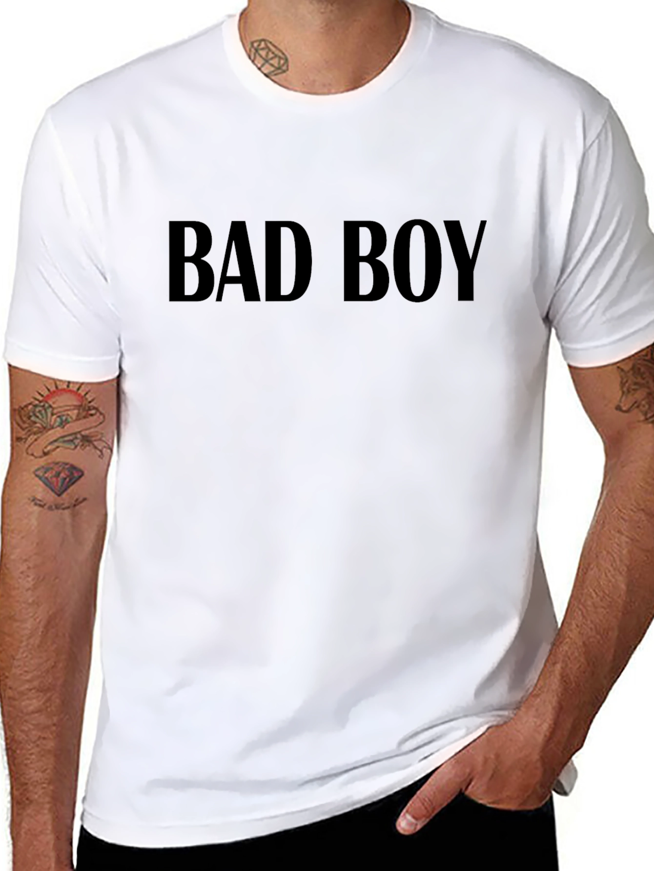 Black Men's "Bad Boy" Graphic Print T-Shirt - Bold Casual Wear view 8