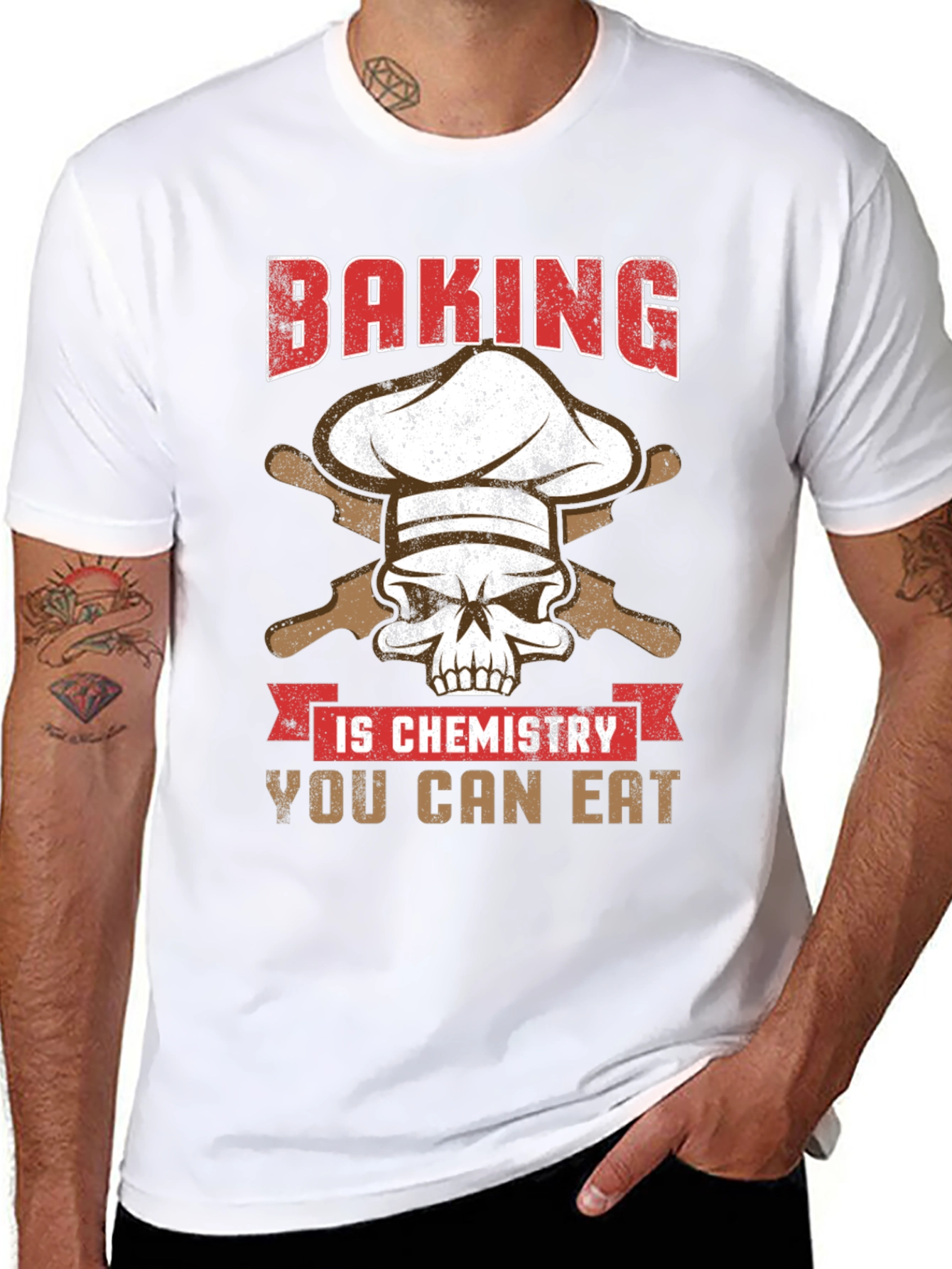 Black Baking is Chemistry Funny Skull T-Shirt view 8