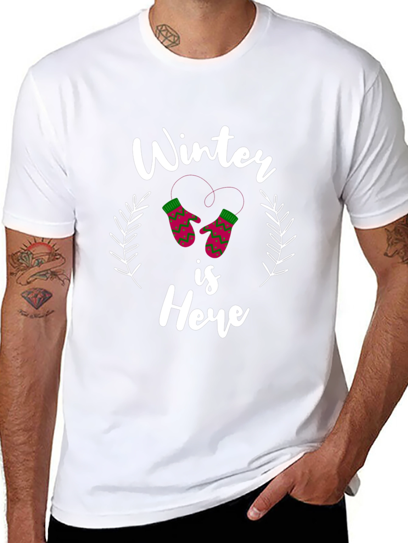 Black Winter is Here Holiday Graphic T-Shirt view 8