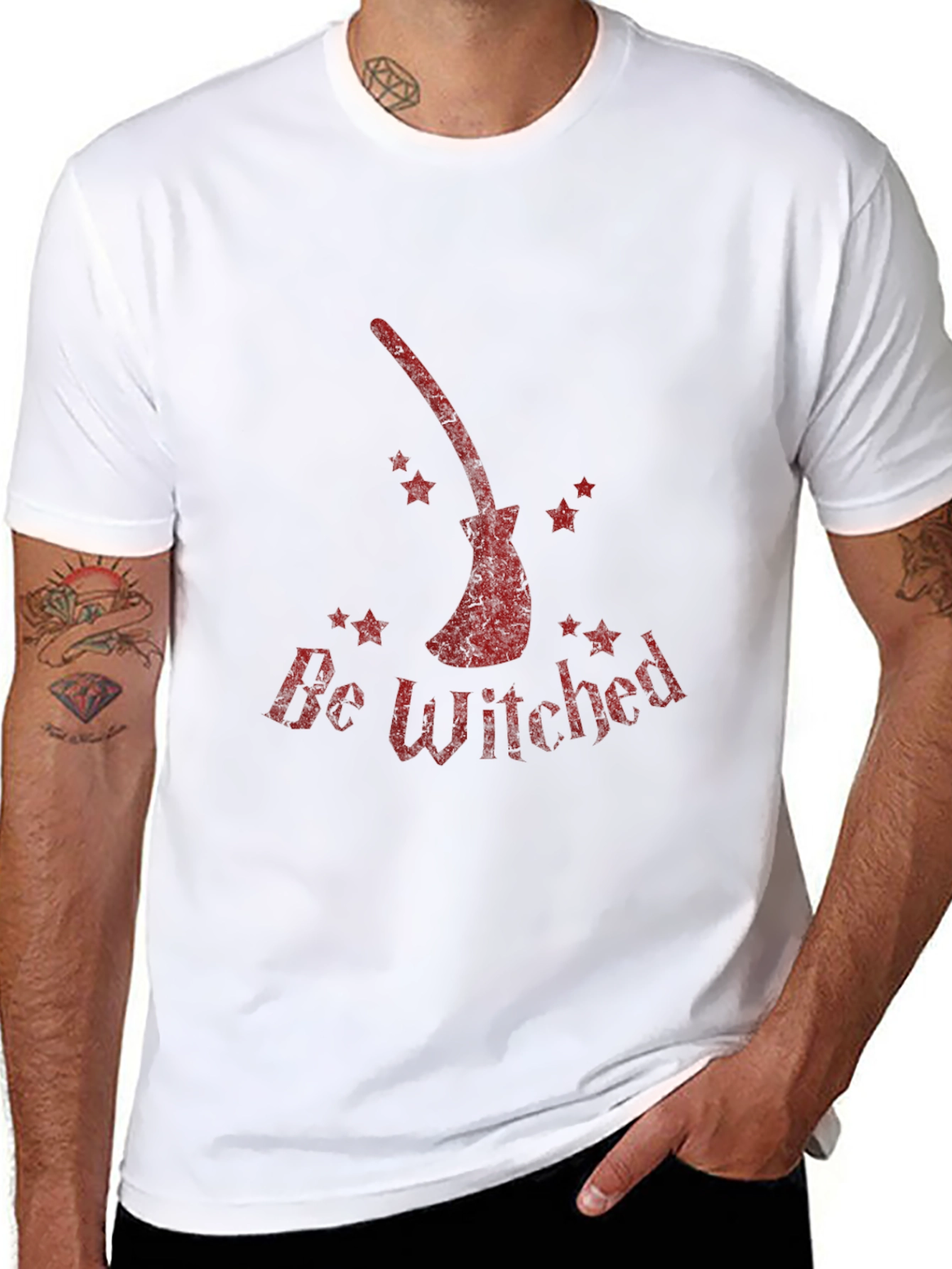Black Be Witched T-Shirt - Halloween Broom Tee view 8