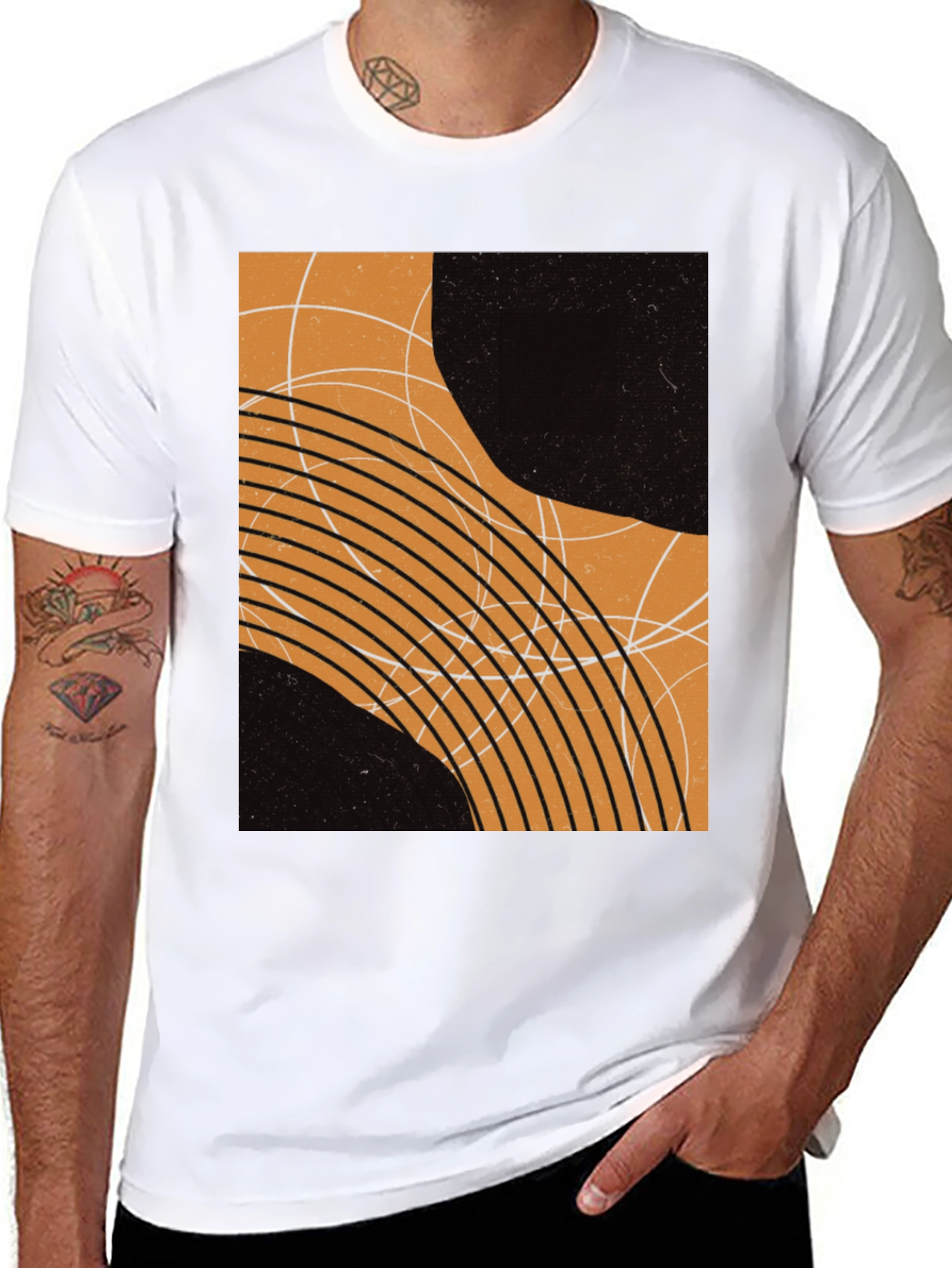 Black Abstract Graphic Print Black T-Shirt view 8