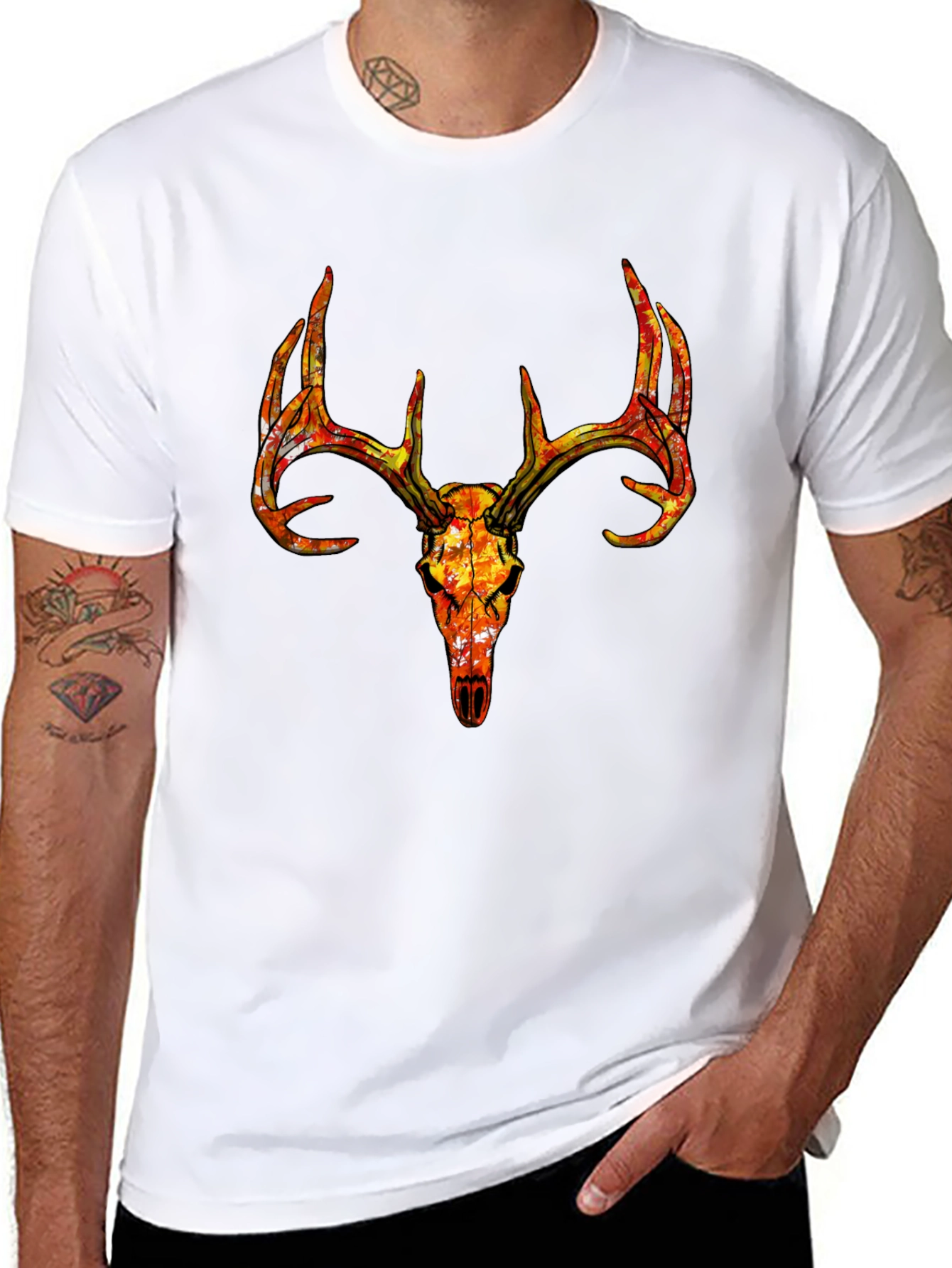 Black Deer Skull Graphic Tee - Bold Stag Design view 8