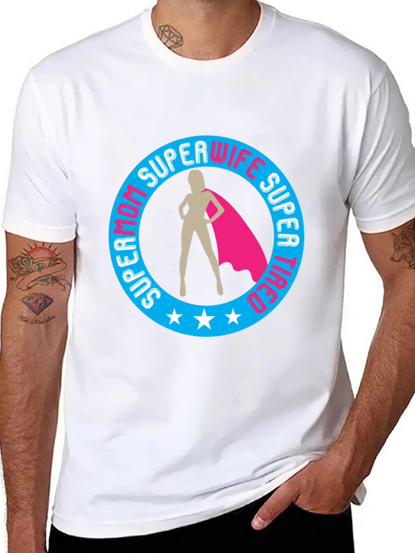 Black Super Mom Wife Tired Graphic T-Shirt view 8
