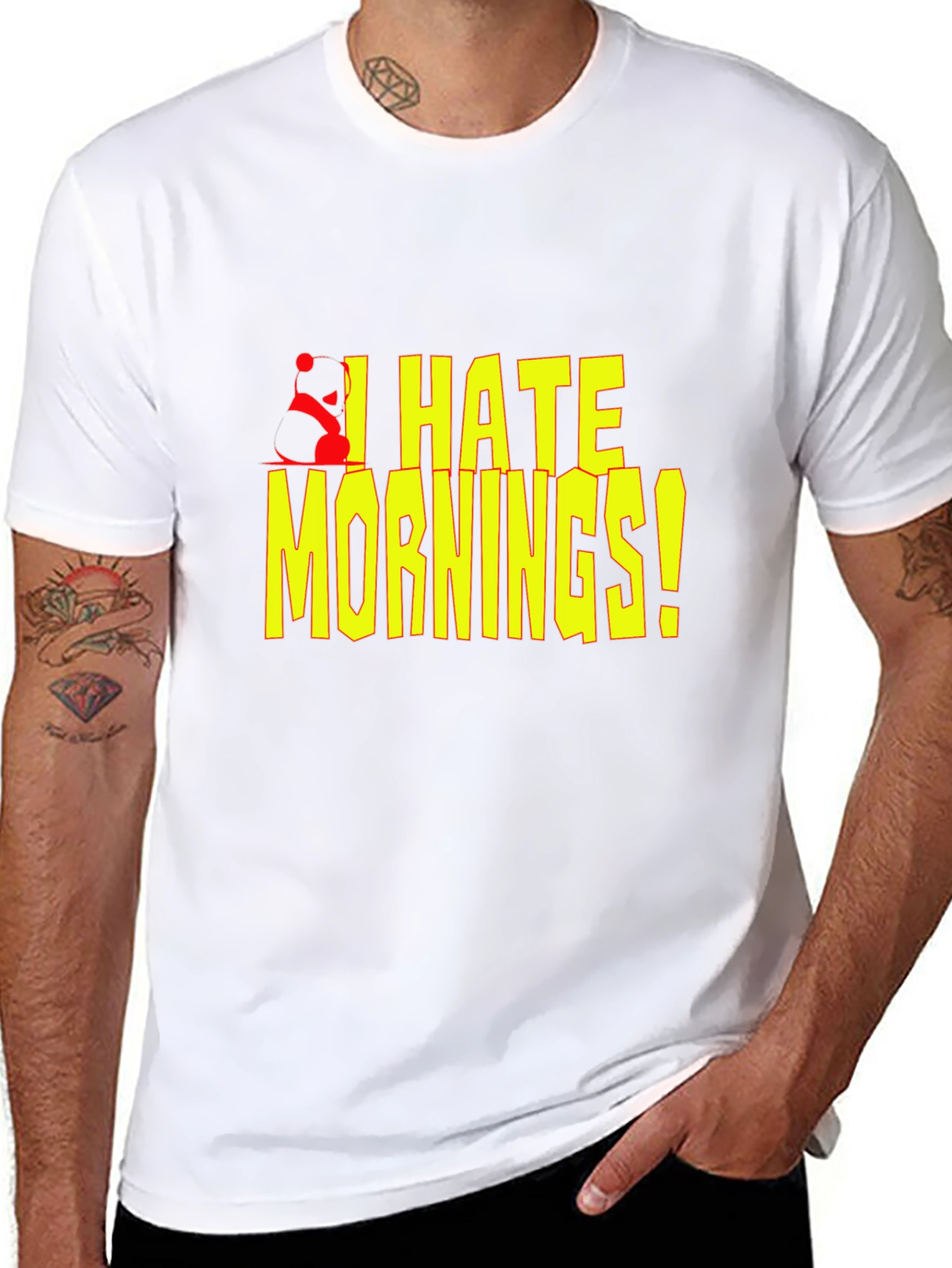 Black I Hate Mornings! Graphic T-Shirt view 8