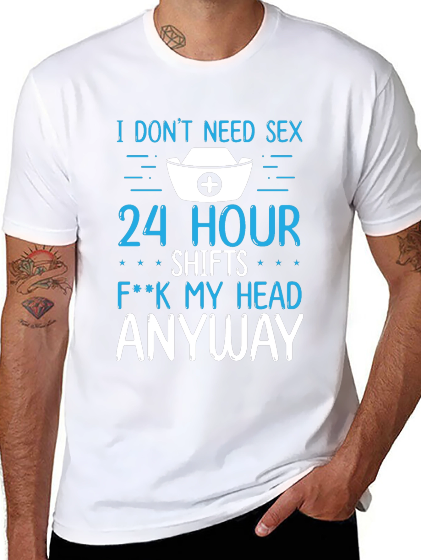 Black Funny Nurse T-Shirt - 24 Hour Shifts view 8