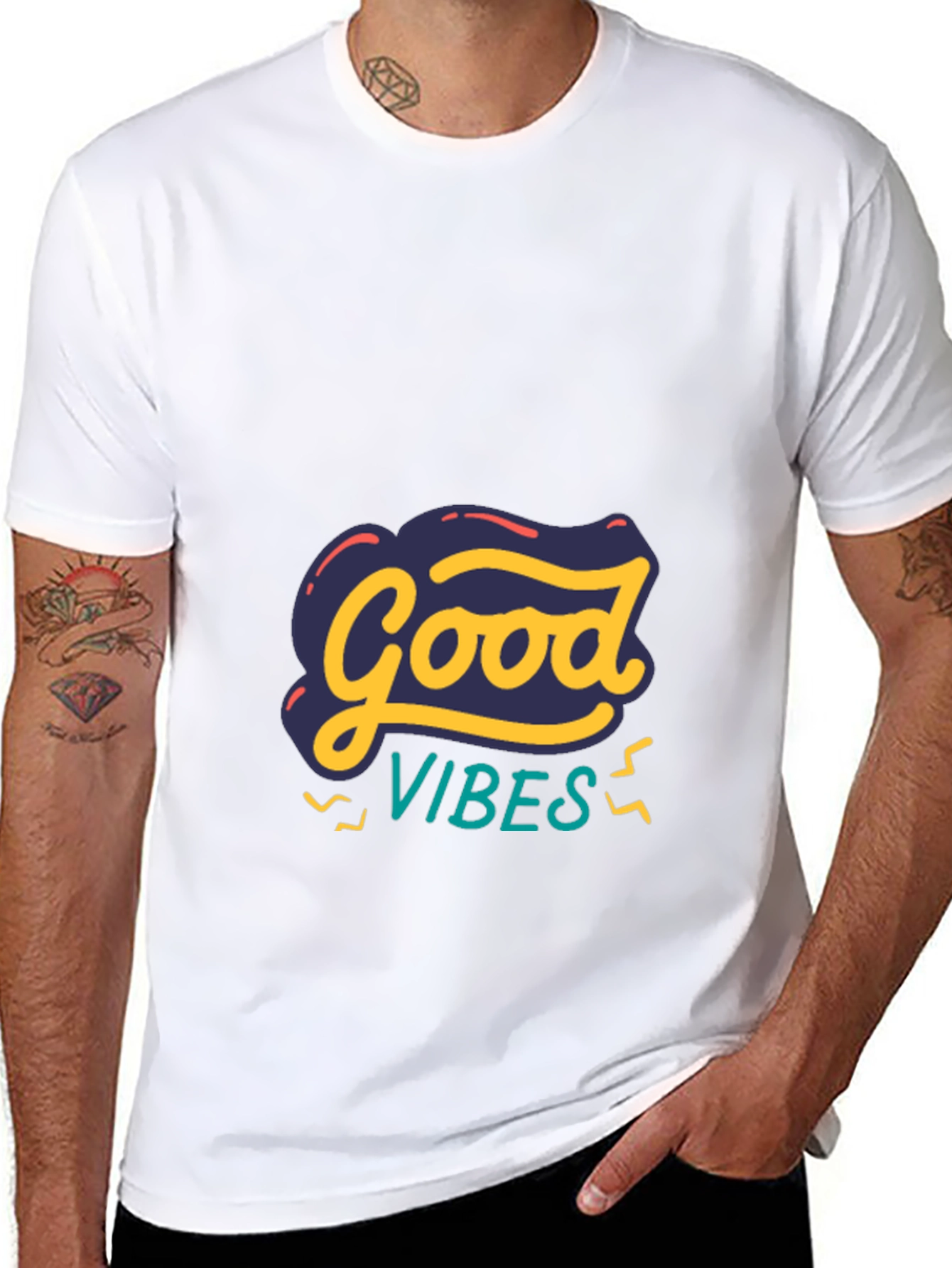 Black Good Vibes Graphic Tee - Stylish Comfort view 8