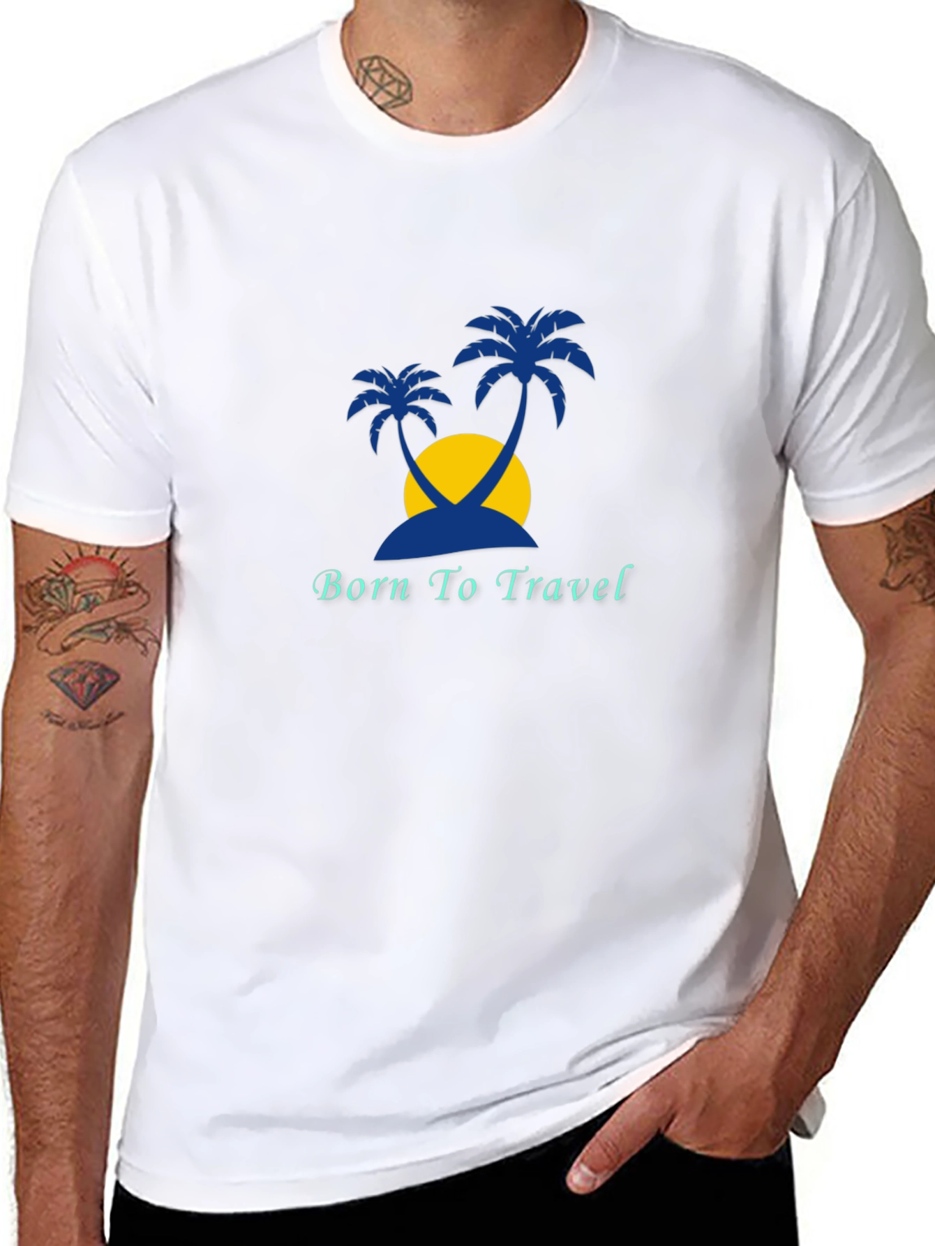 Black Born to Travel Graphic Tee view 8