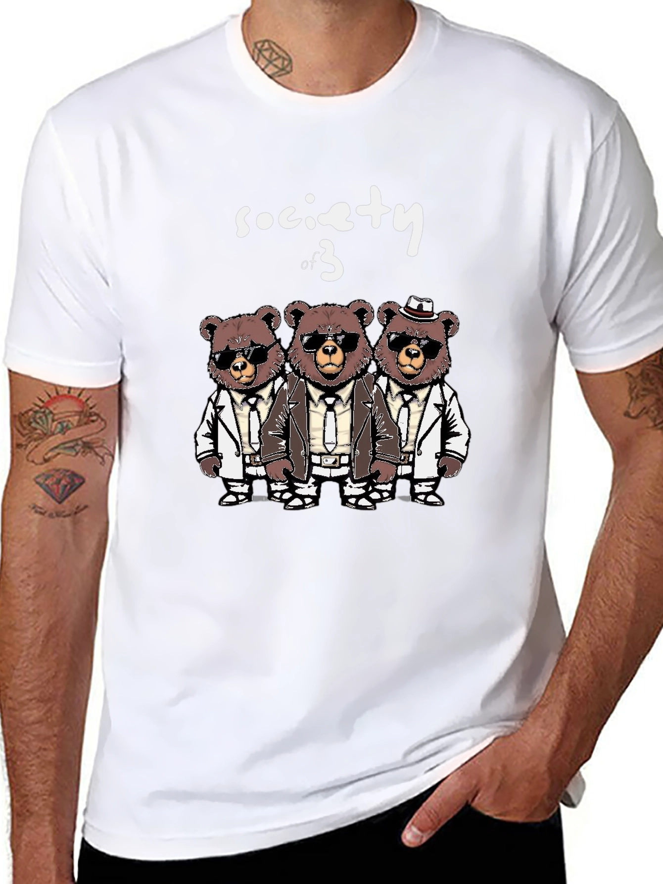 Black Society of 3 Bears T-Shirt - Trendy & Unique! view 8