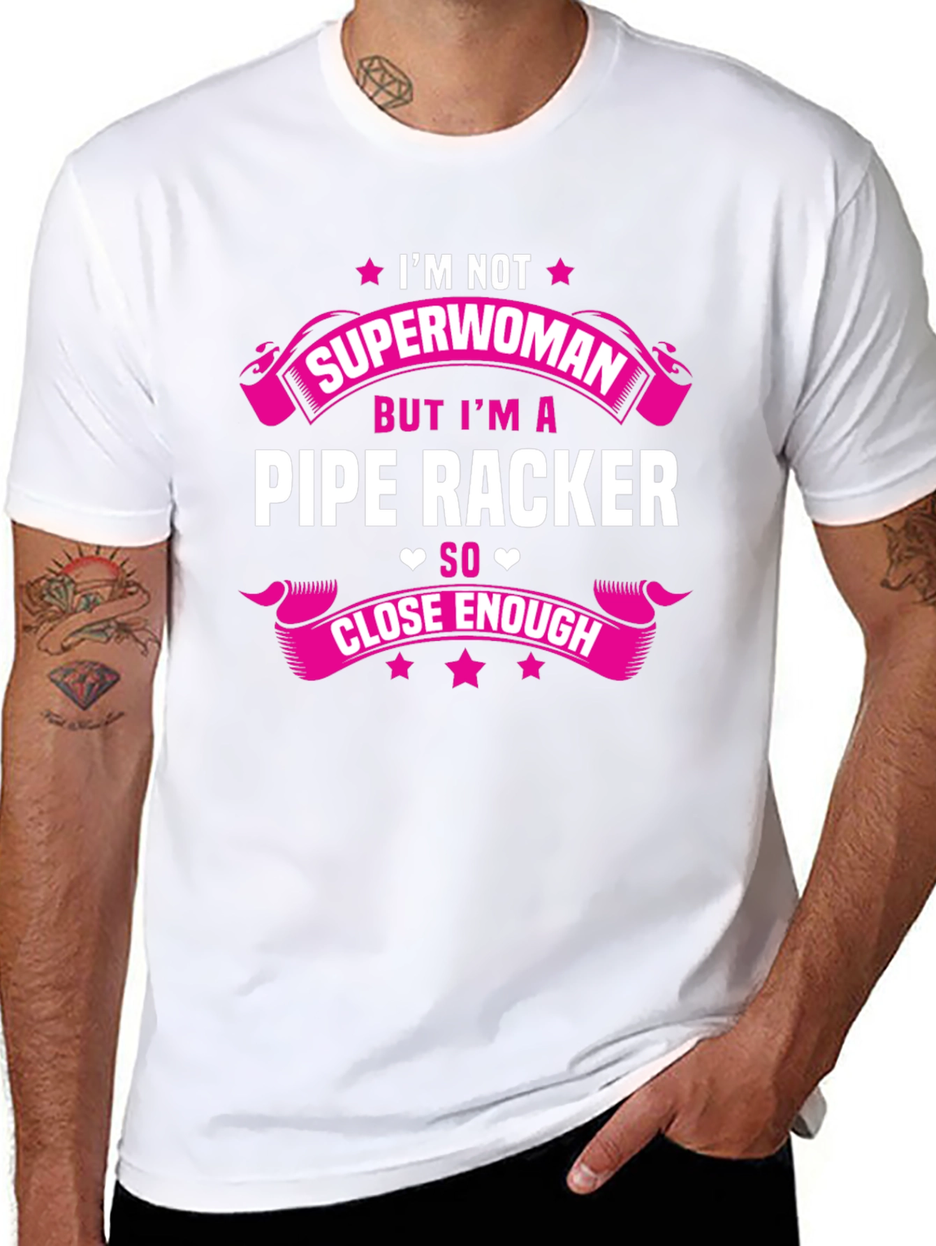 Black I'm Not Superwoman Pipe Racker T-Shirt view 8