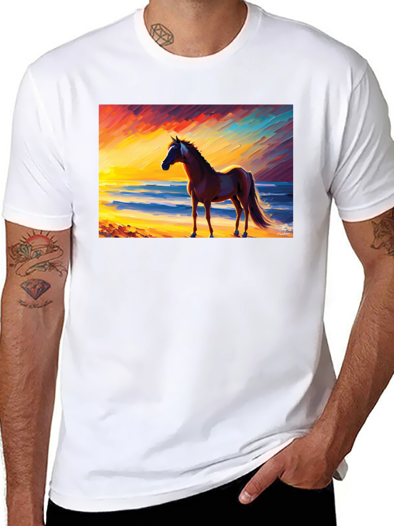 Black Horse Beach Sunset Graphic Tee view 8