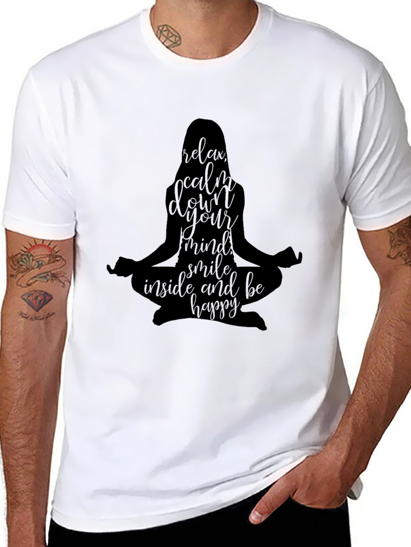 Black Relax Mind Graphic T-Shirt - Yoga Meditation Tee view 8