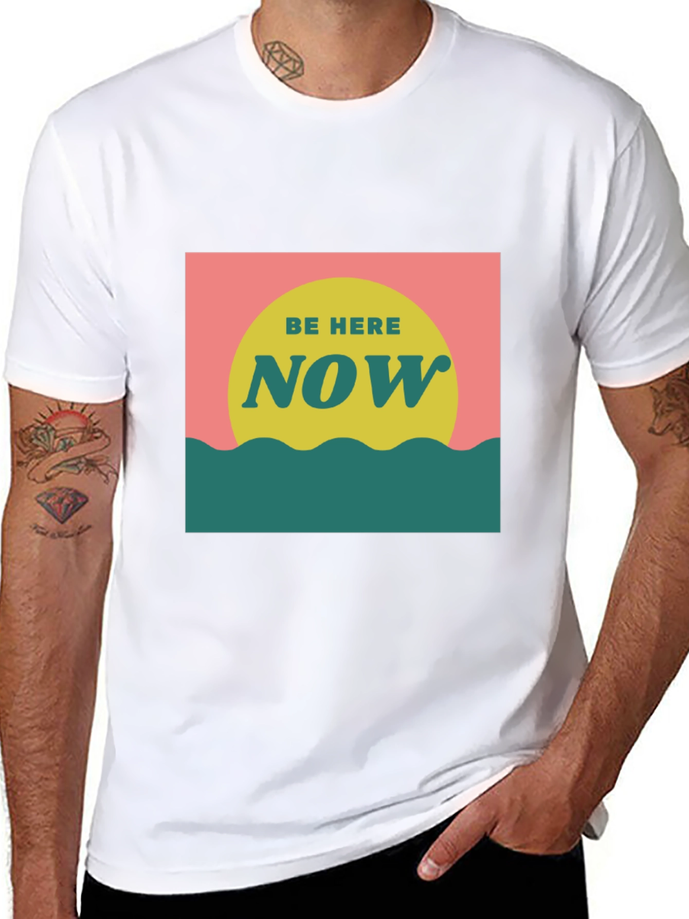 Black Be Here Now Graphic Tee - Zen Inspired Comfort view 8