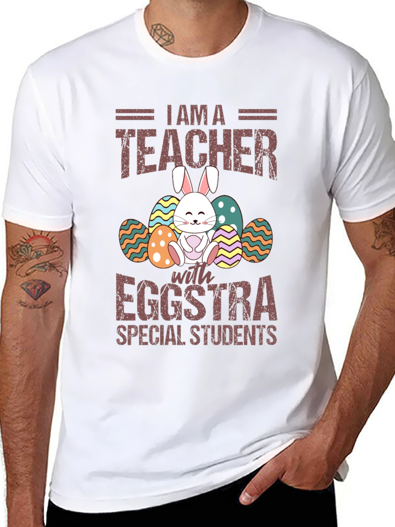 Black I am a Teacher with Eggstra Special Students T-Shirt view 8