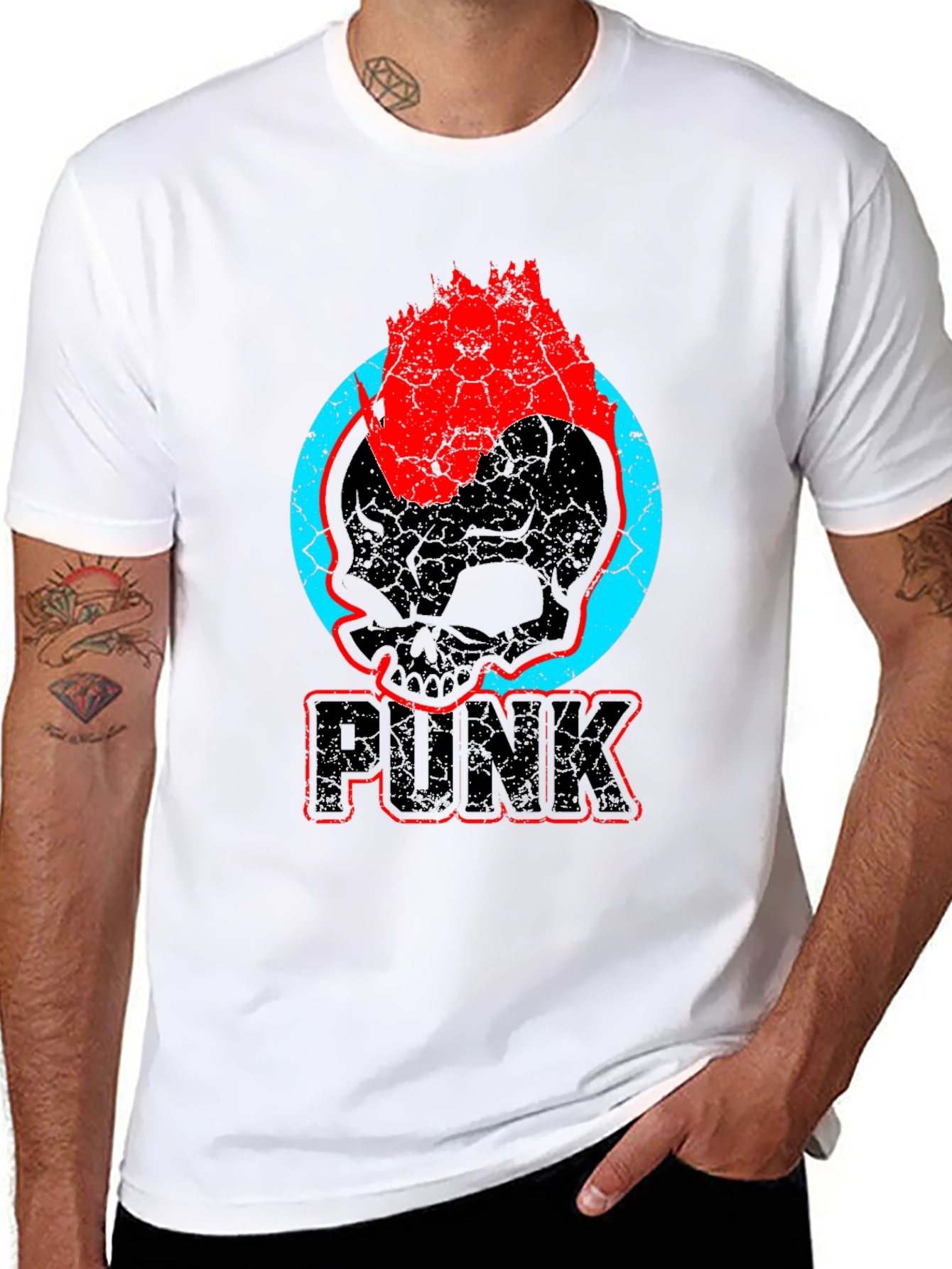 Black Punk Skull Graphic T-Shirt - Bold & Edgy Design view 8
