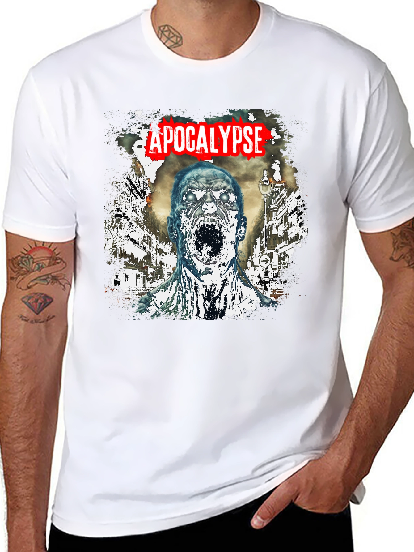 Black Apocalypse Zombie Graphic T-Shirt - Black Cotton Tee view 8