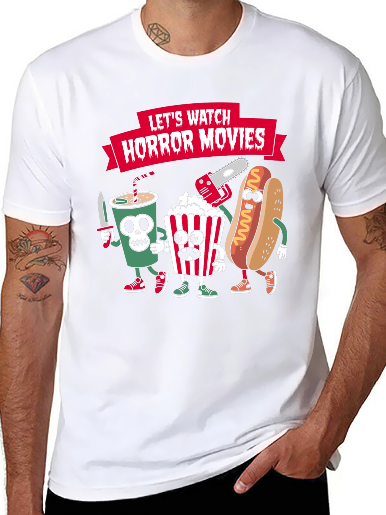 Black Horror Movie Night T-Shirt view 8