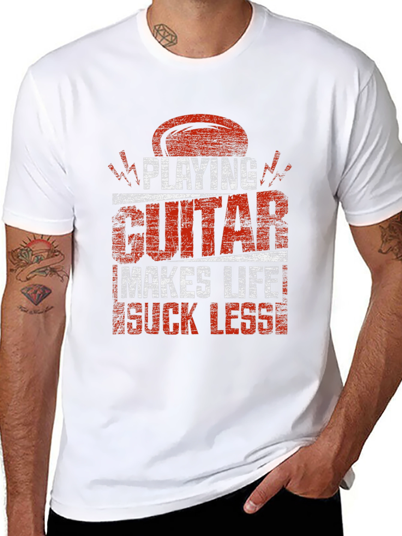 Black Playing Guitar Makes Life Suck Less T-Shirt view 8