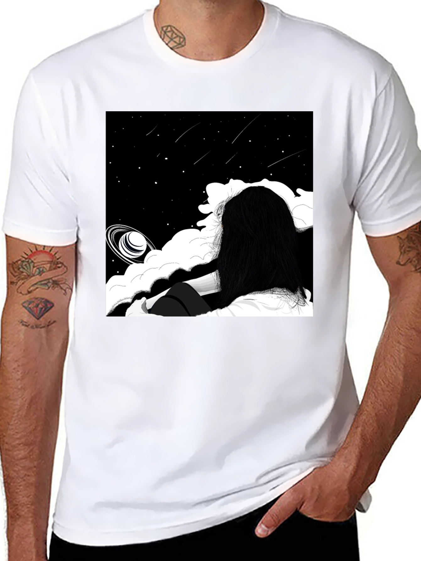 Black Cosmic Dreamscape T-Shirt view 8