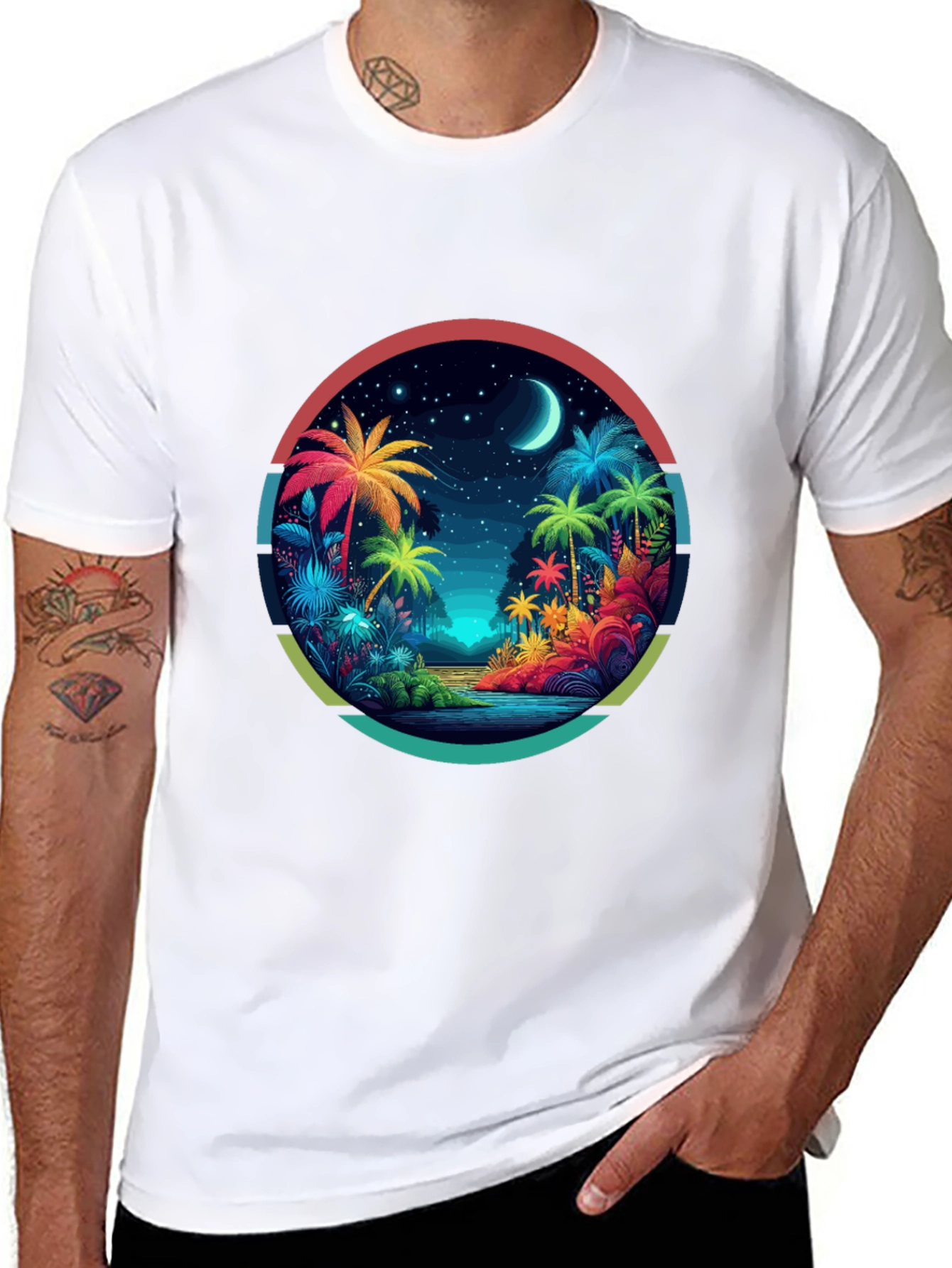 Black Tropical Palms Graphic Tee - Island Vibes view 8