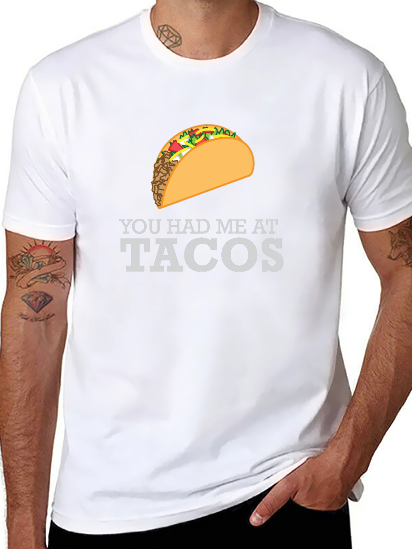 Black You Had Me At Tacos Graphic T-Shirt view 8