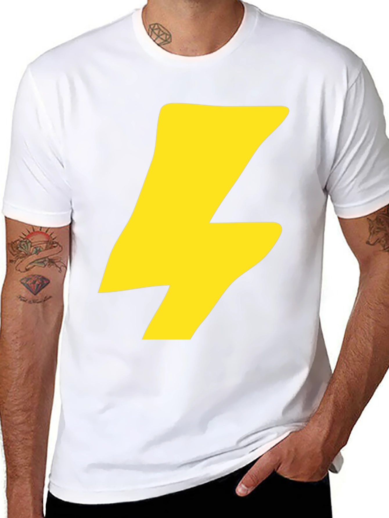 Black Flash Bolt Graphic Tee - Black Cotton Crew Neck T-Shirt view 8