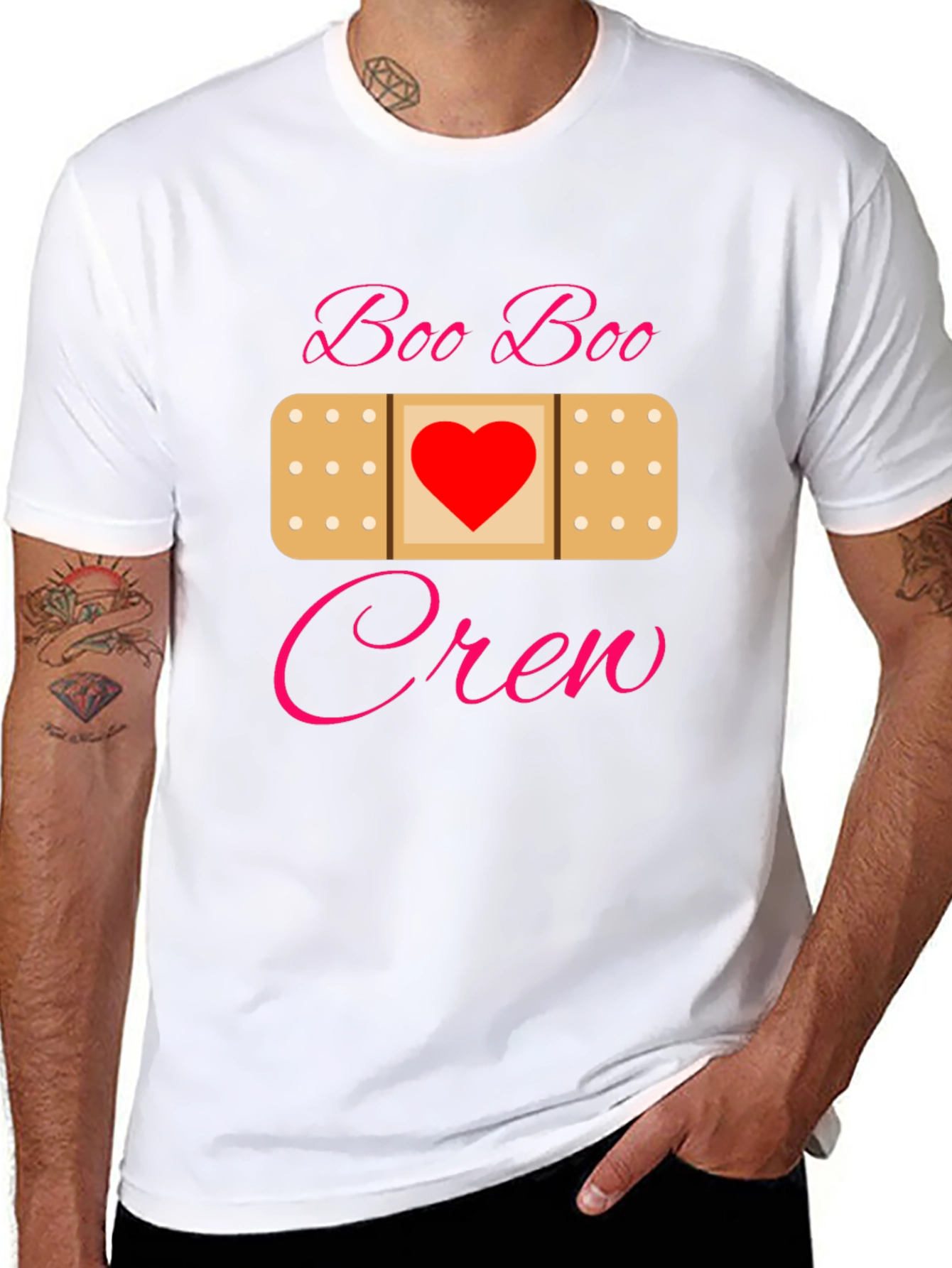 Black Boo Boo Crew Bandage Heart T-Shirt view 8