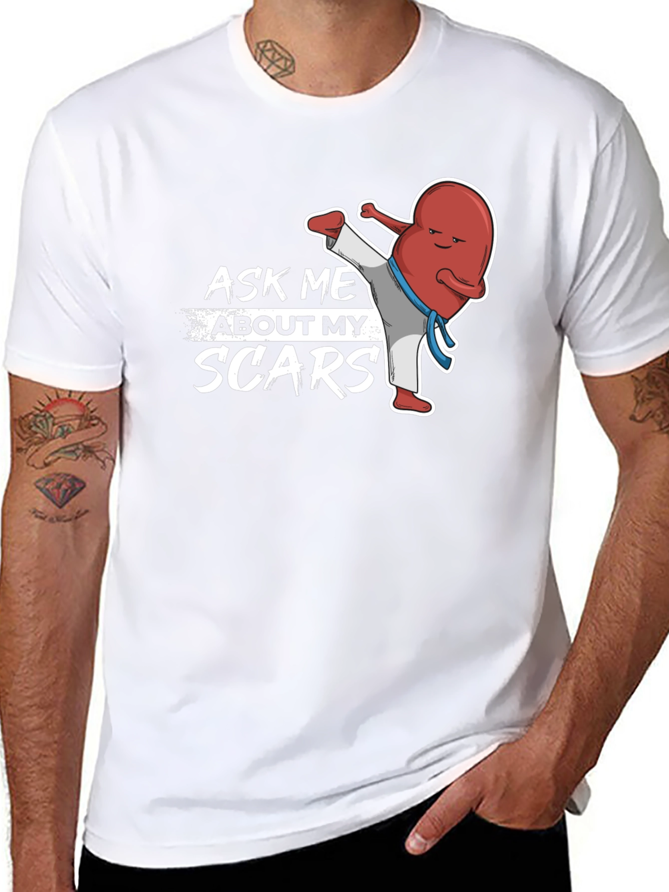 Black Ask Me About My Scars T-Shirt - Kidney Punch! view 8