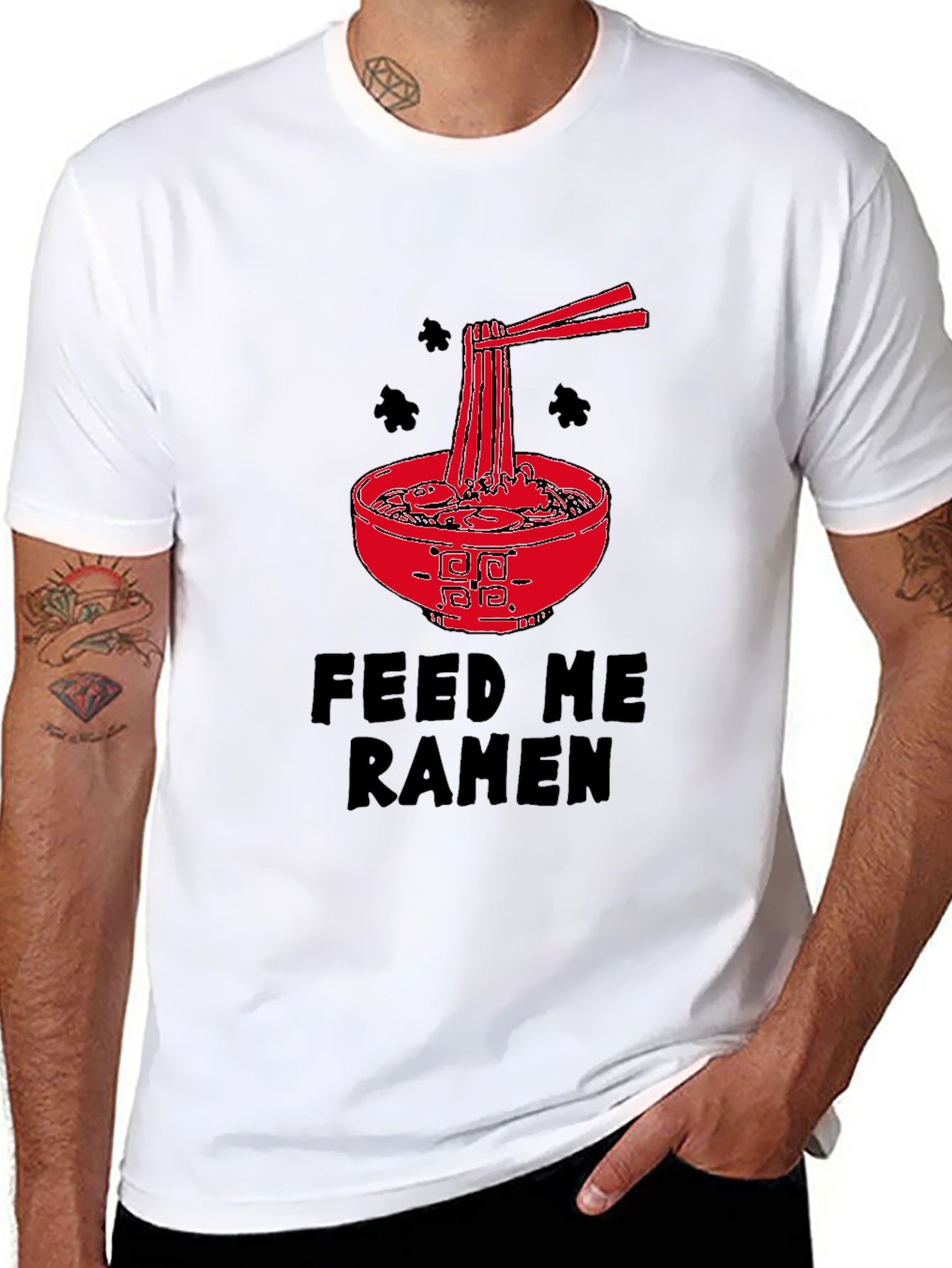 Black Feed Me Ramen Graphic Tee - Black Cotton T-Shirt view 8