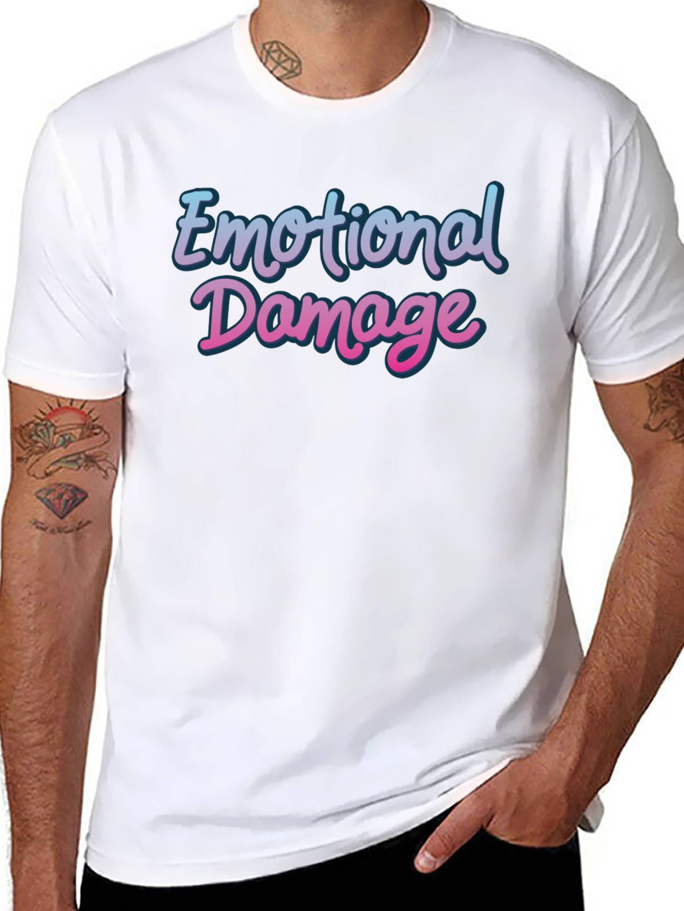 Black Emotional Damage T-Shirt - Trendy Graphic Tee view 8