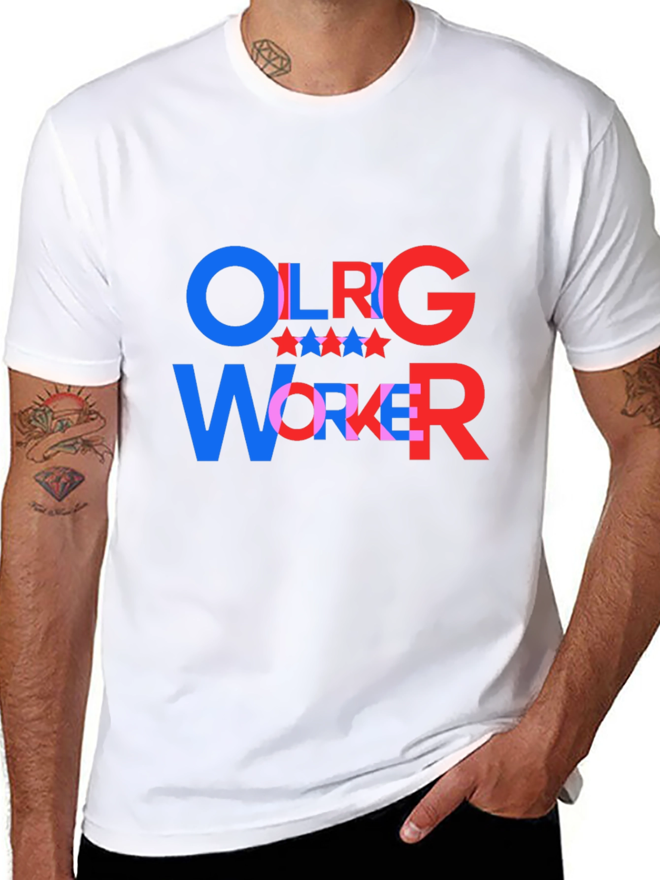 Black OLRG Worker Graphic T-Shirt - Patriotic Style view 8