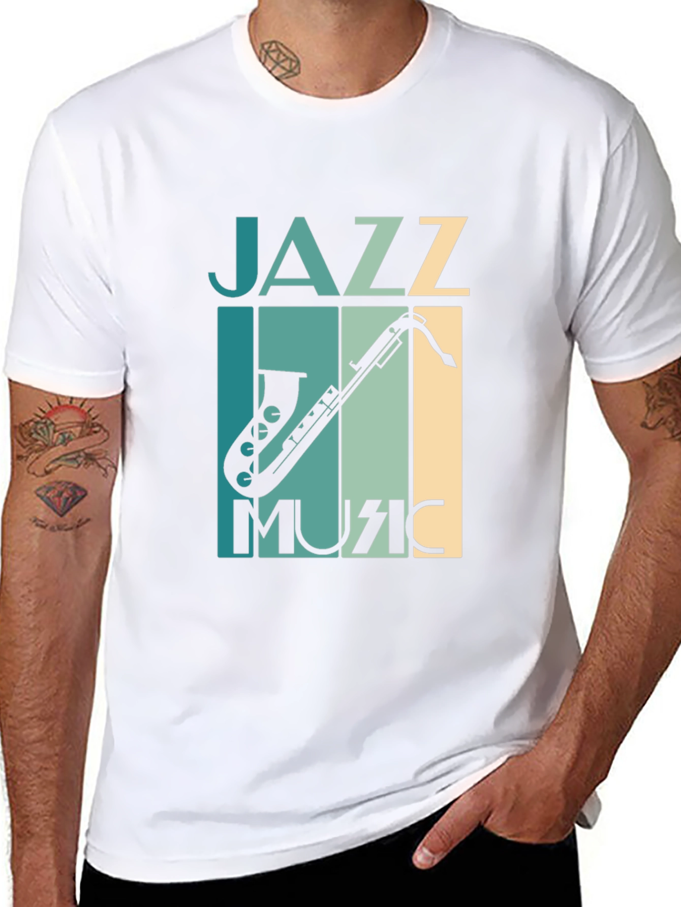 Black Jazz Music Graphic Tee - Black Saxophone T-Shirt view 8