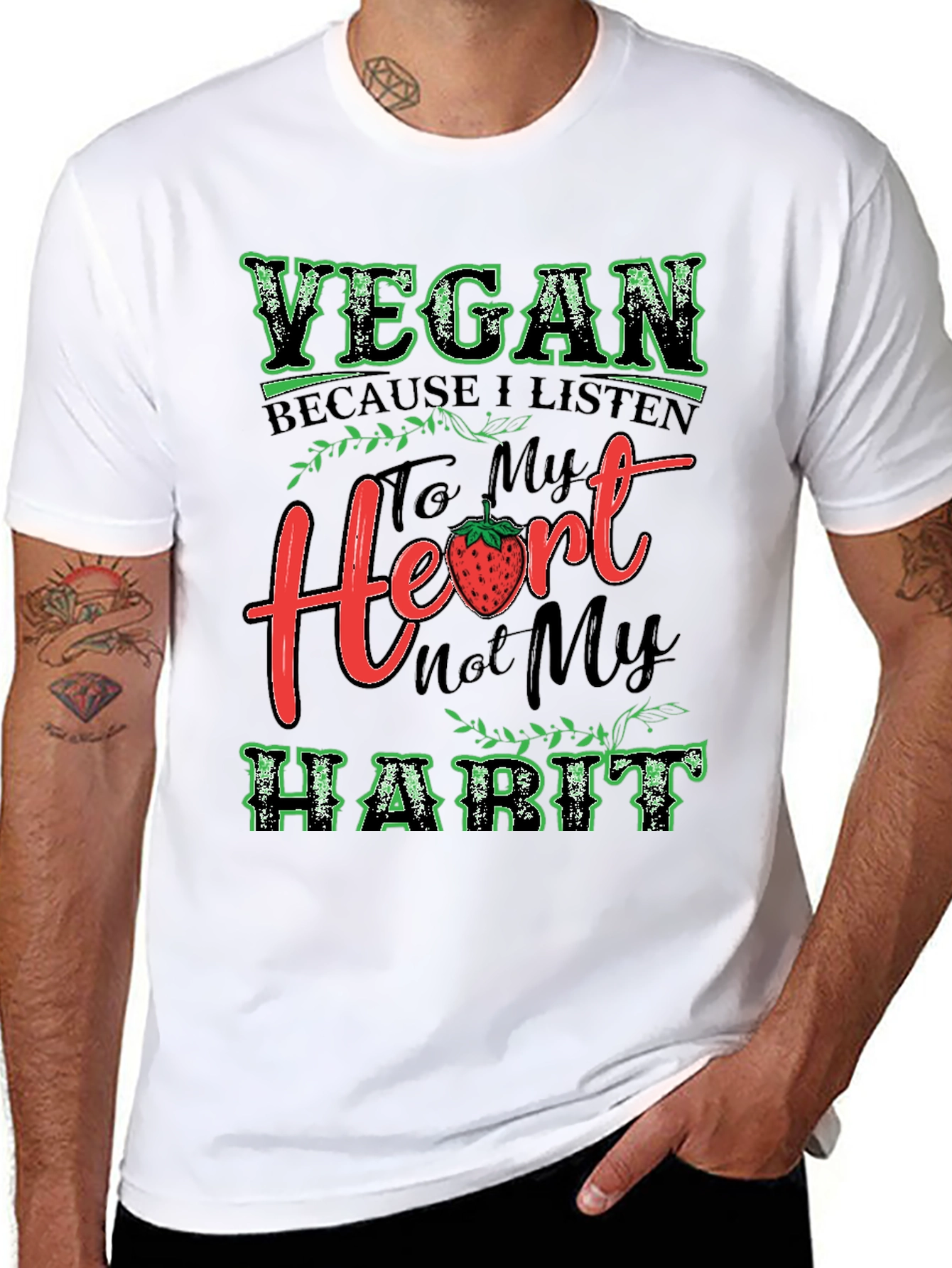 Black Vegan Heart Habit T-Shirt view 8