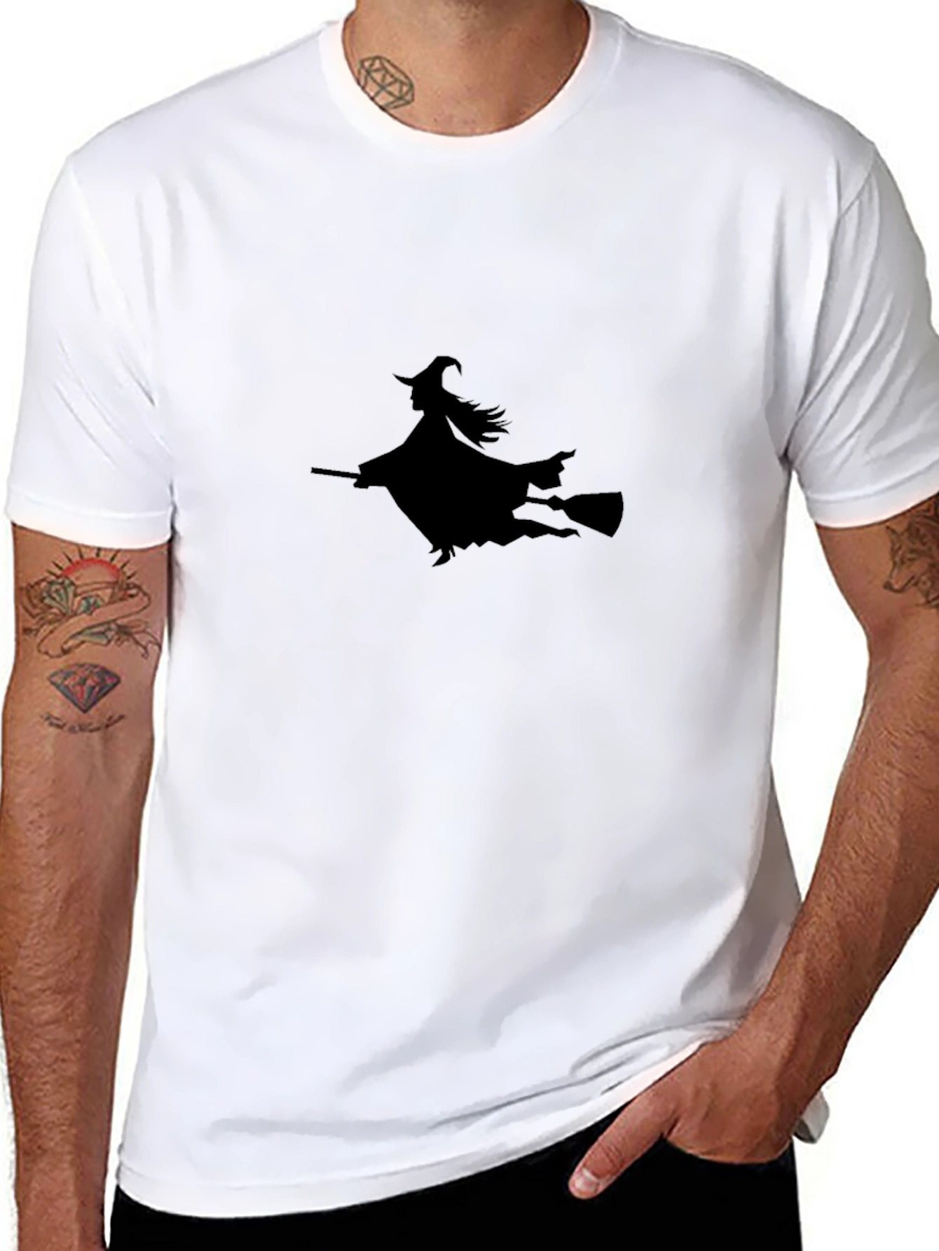 Black Witch Silhouette Black T-Shirt view 8