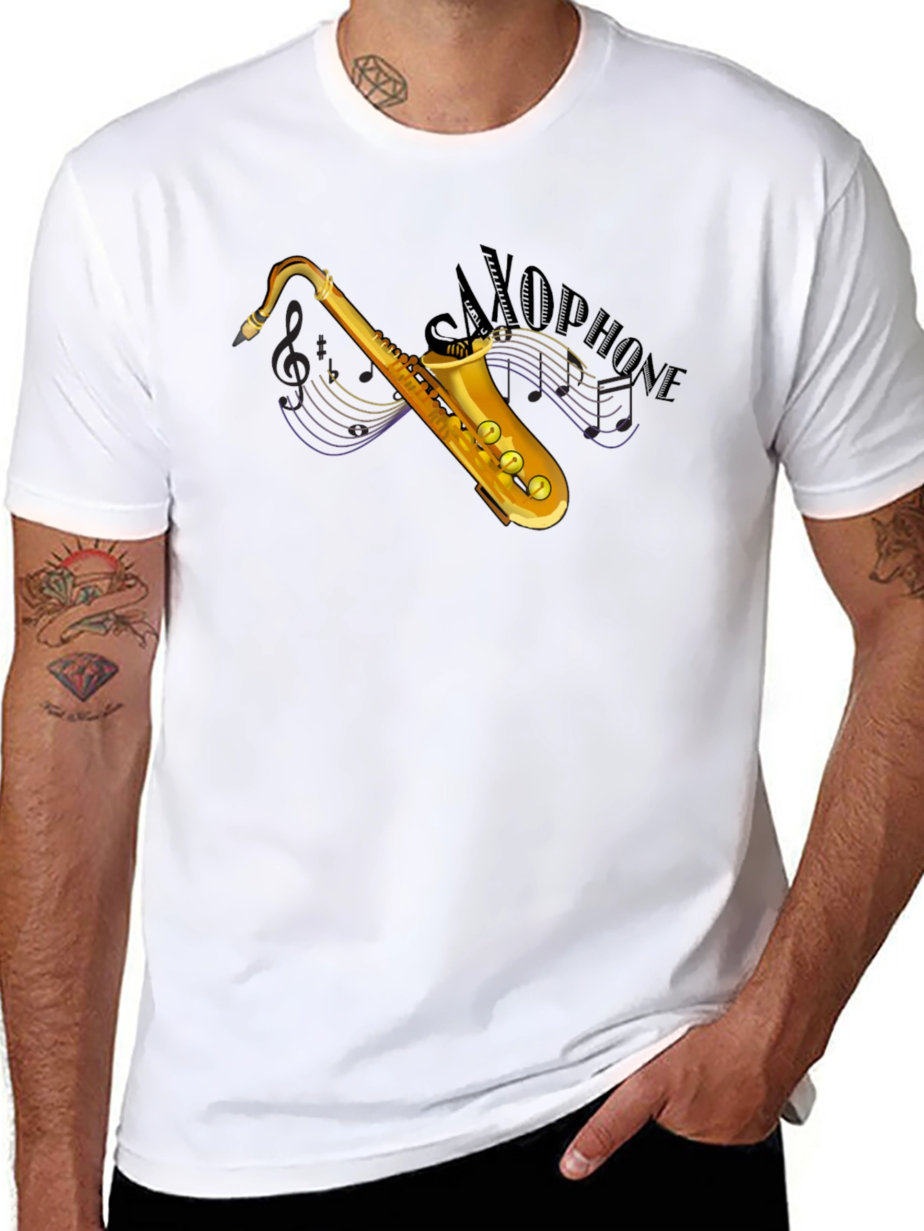 Black Saxophone Graphic T-Shirt - Music Lover Tee view 8