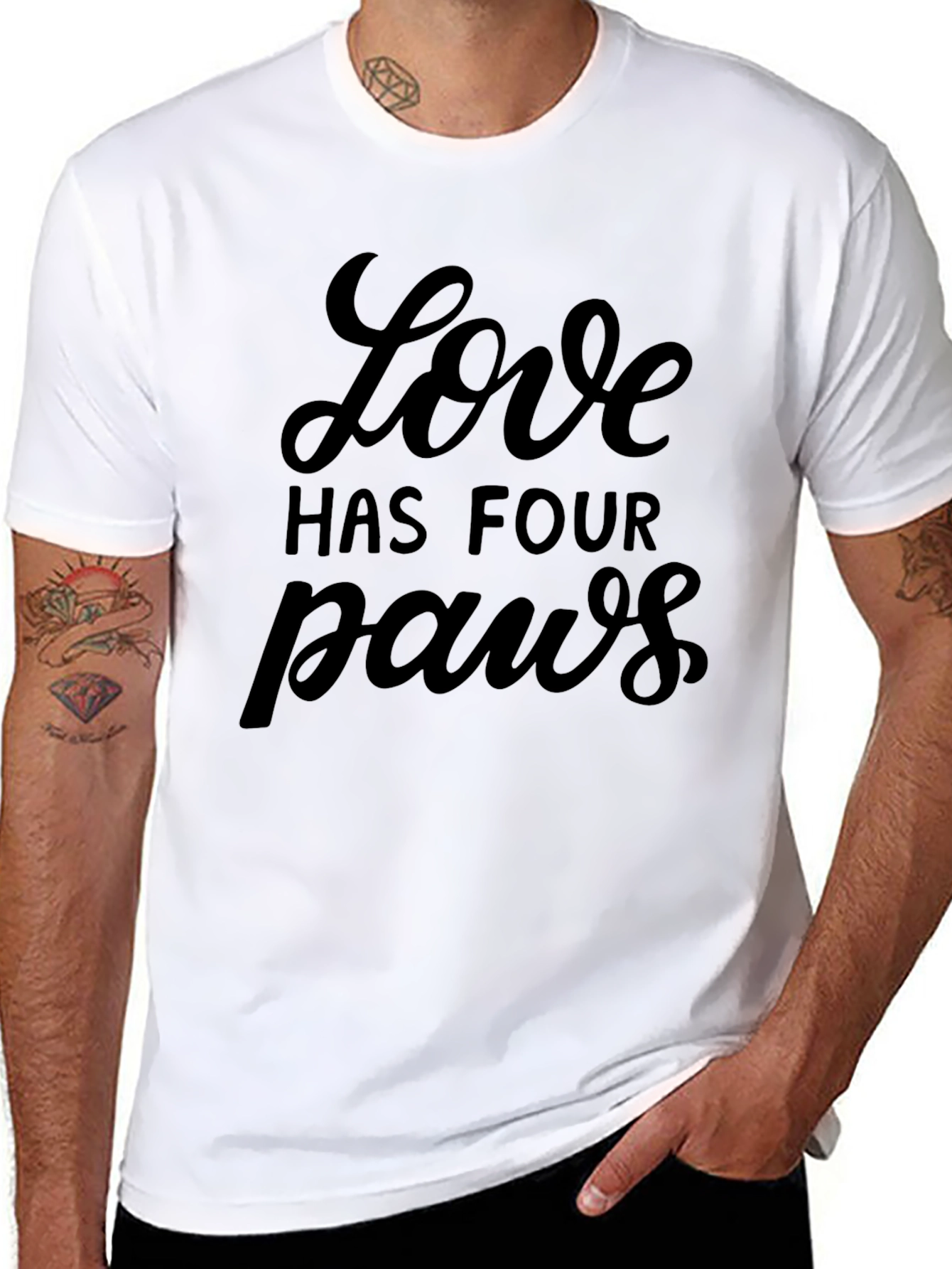 Black Love Has Four Paws Black Crew Neck T-Shirt view 8