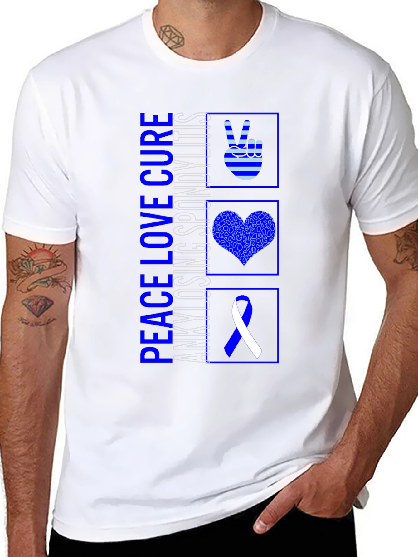 Black Peace Love Cure Awareness Tee view 8