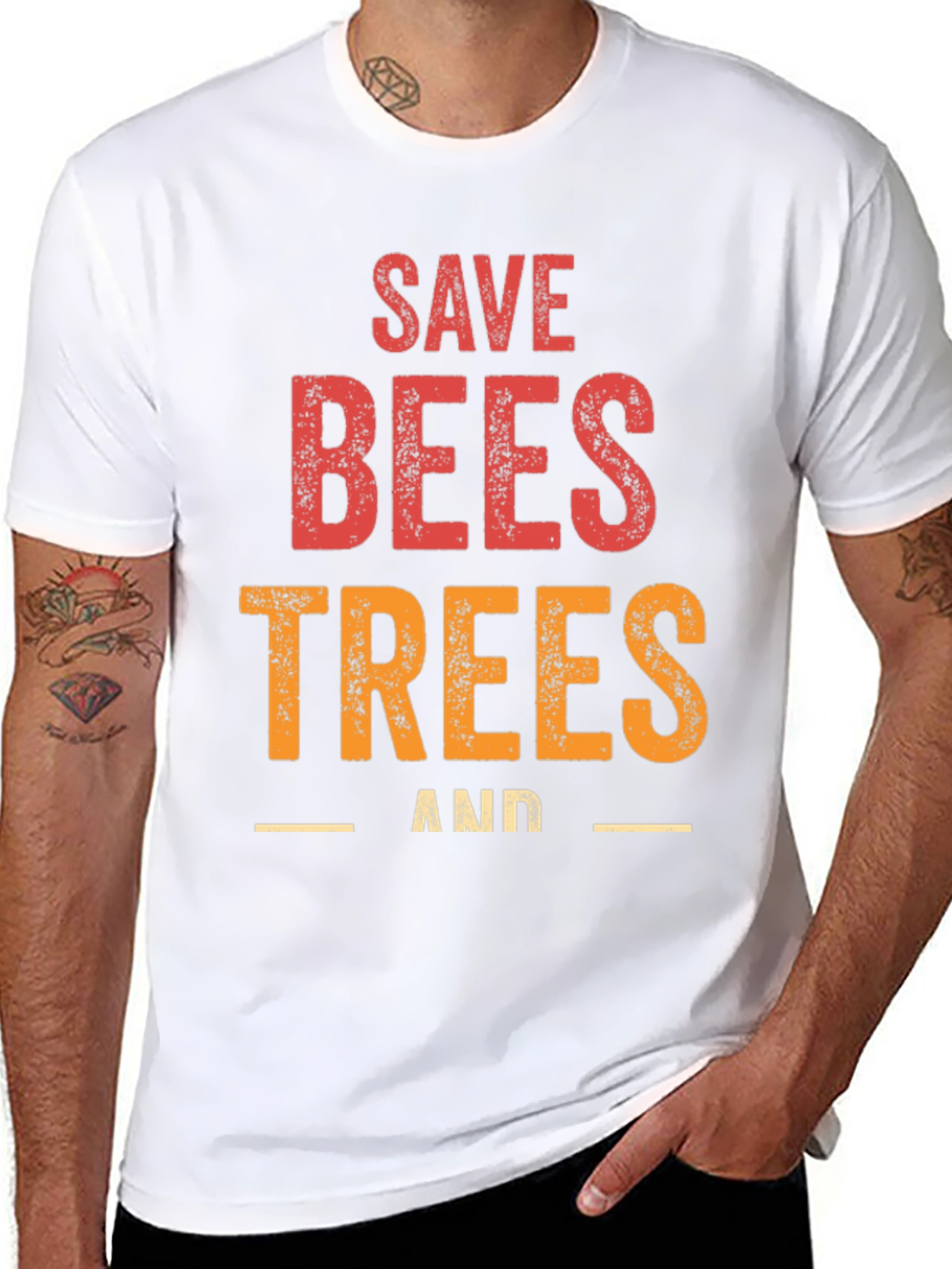 Black Save Bees and Trees Graphic T-Shirt view 8