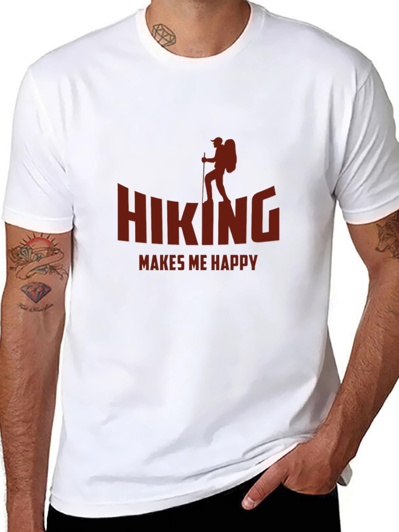 Black Hiking Makes Me Happy T-Shirt view 8