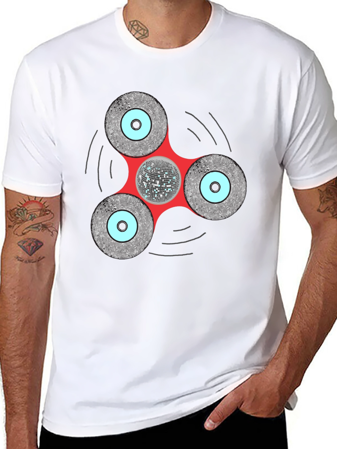 Black Disco Fidget Spinner Graphic Tee view 8