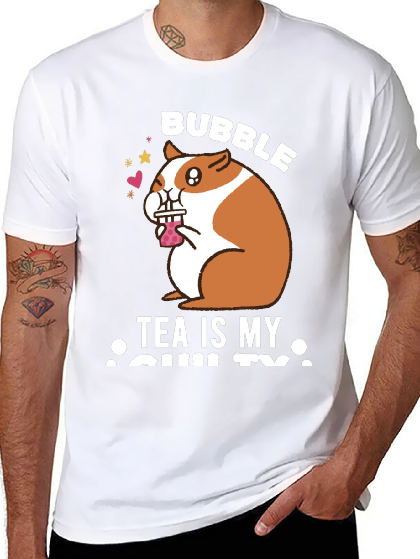 Black Bubble Tea Loving Hamster T-Shirt view 8
