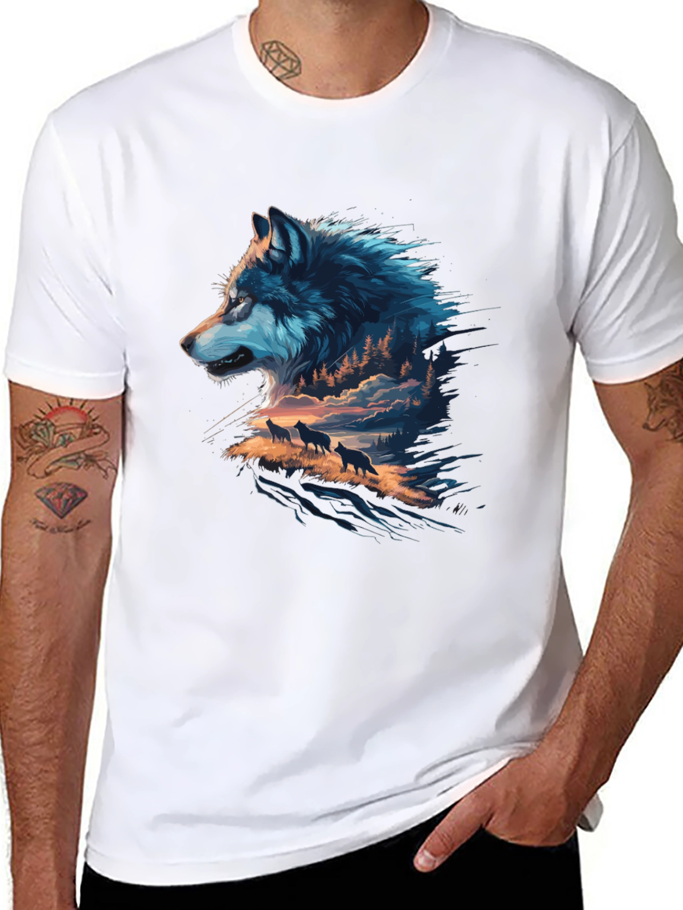 Black Wolf Pack Graphic Black T-Shirt view 8
