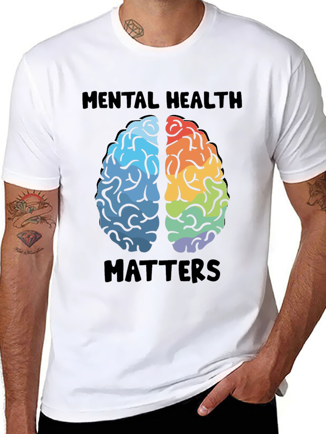 Black Mental Health Matters Brain Graphic T-Shirt view 8