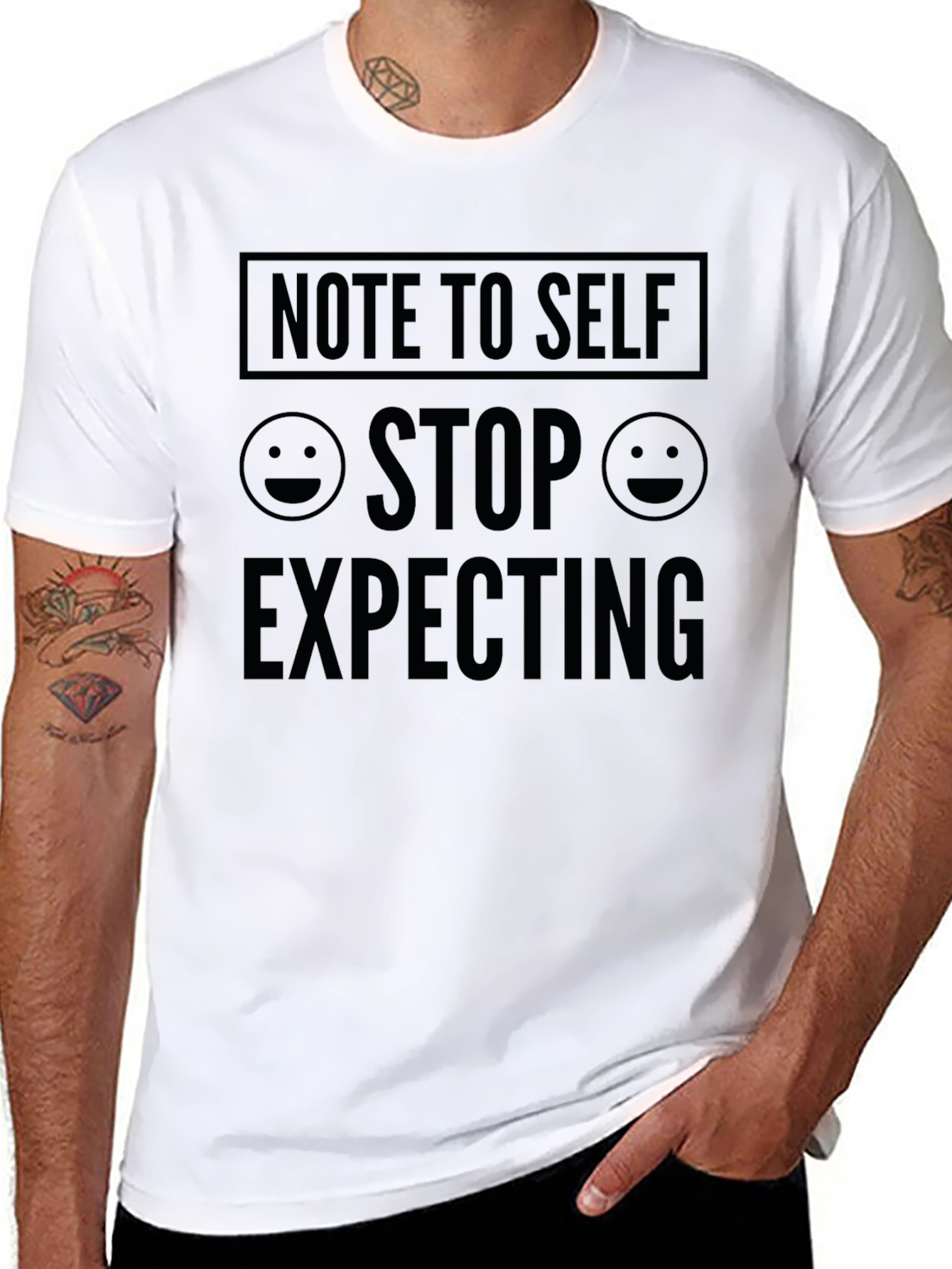 Black Note to Self Funny Graphic Tee - Expectation Humor view 8