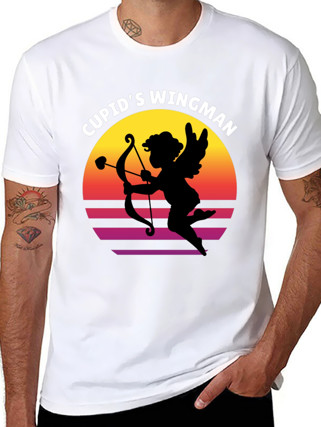 Black Cupid's Wingman Graphic Tee view 8
