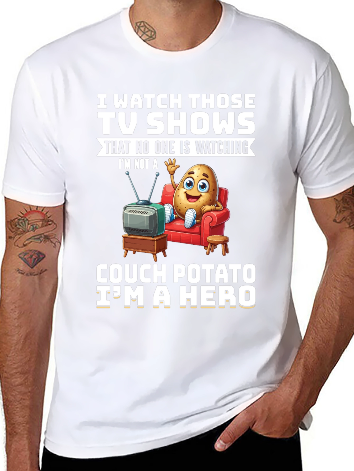 Black Couch Potato Hero T-Shirt view 8