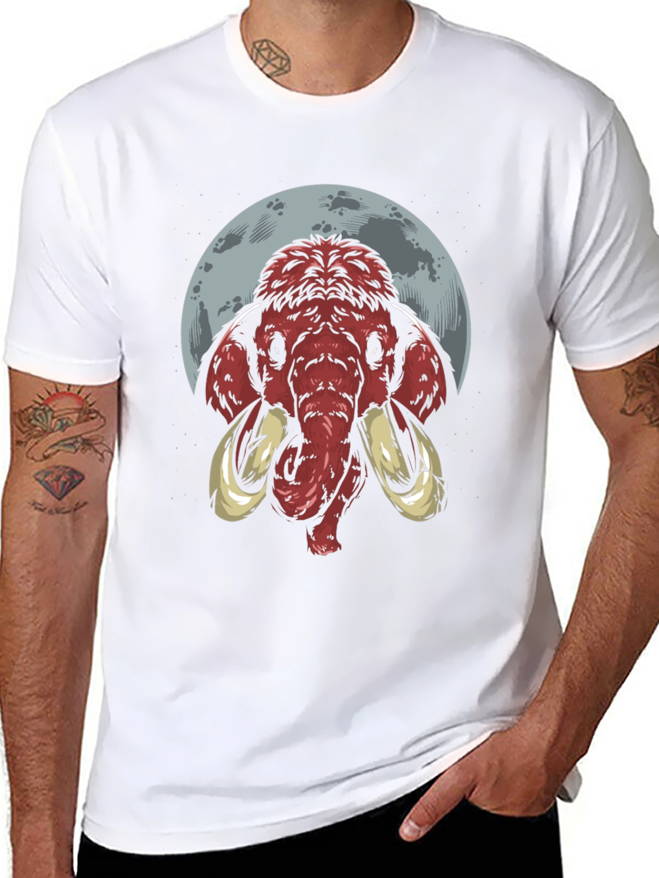 Black Mammoth Moon Graphic Tee - Black Cotton T-Shirt view 8