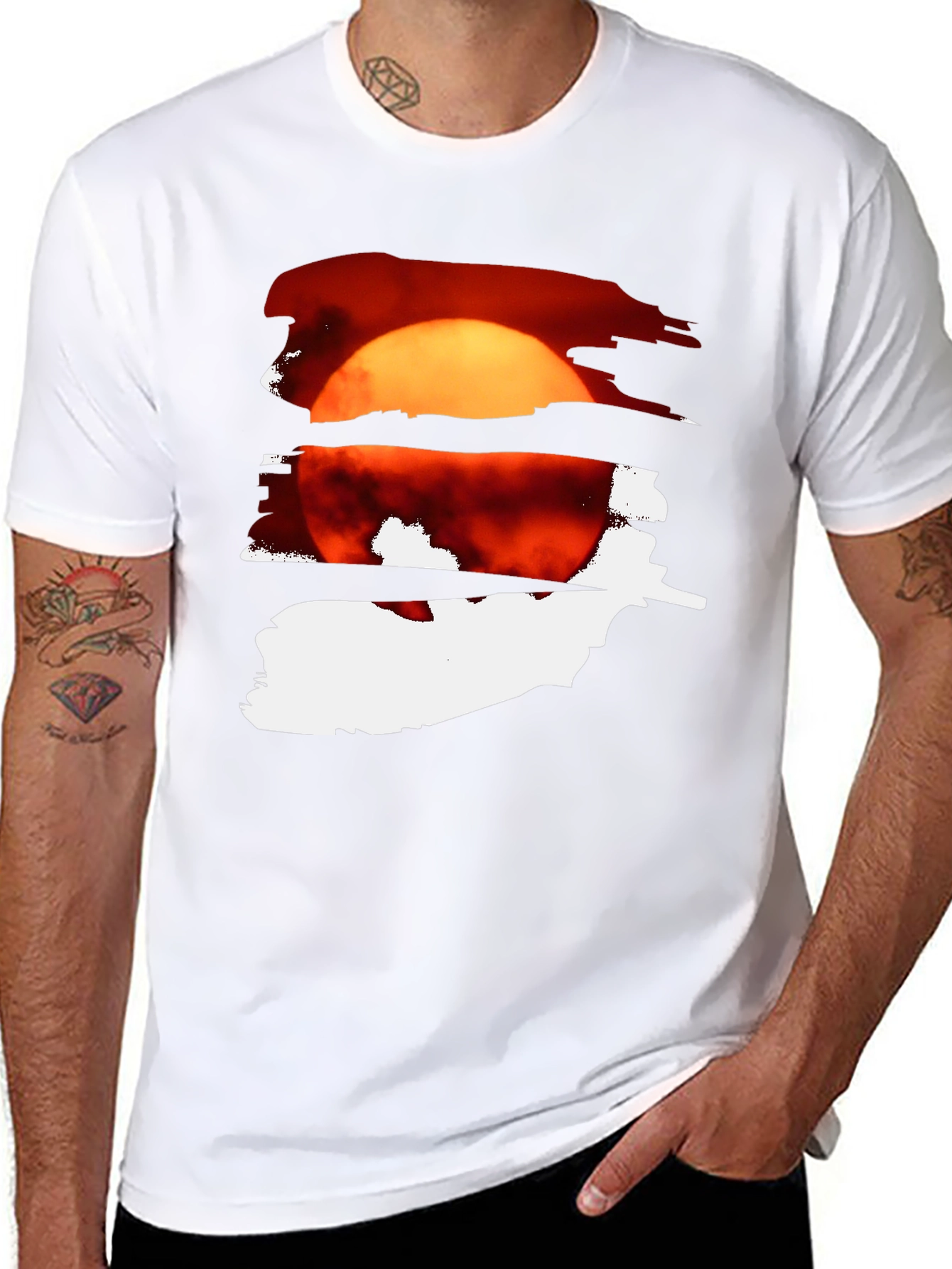 Black Sunset Graphic Tee - Cool Black Cotton Blend view 8