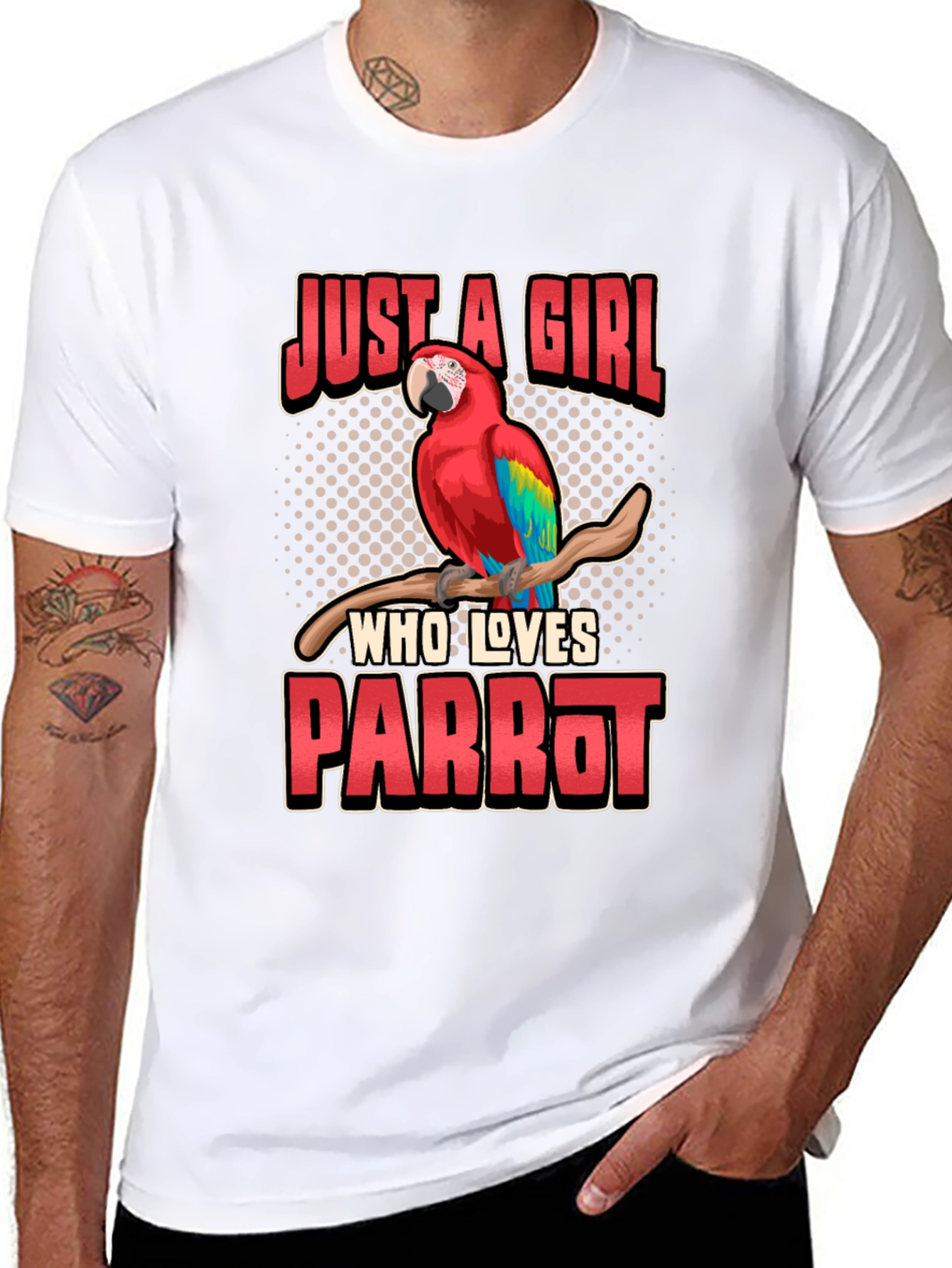 Black Just A Girl Who Loves Parrot T-Shirt view 8