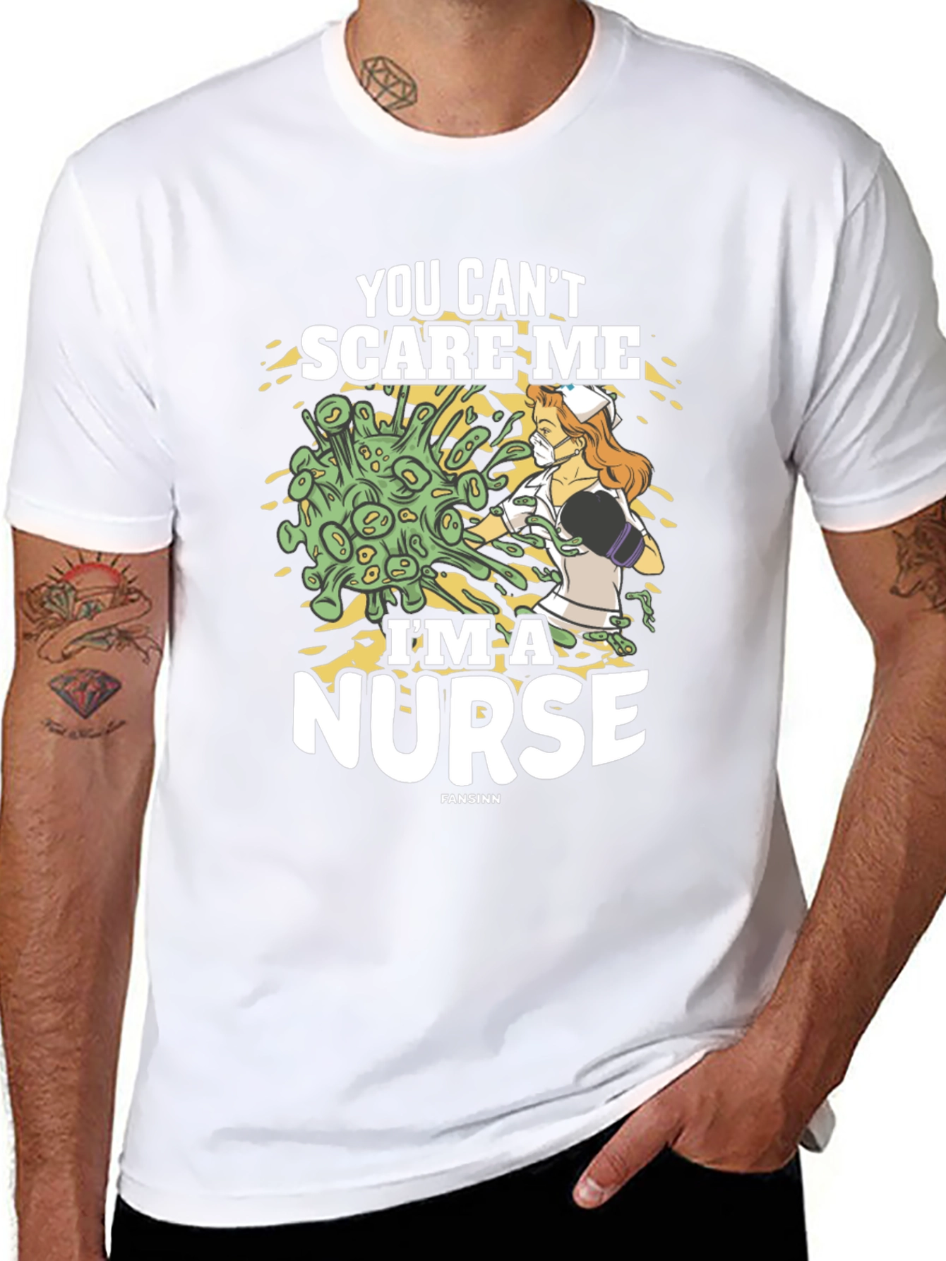 Black You Can't Scare Me I'm a Nurse Graphic Tee view 8
