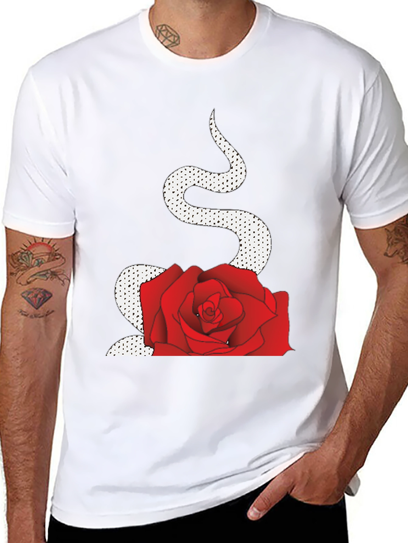 Black Snake and Rose Graphic Tee view 8